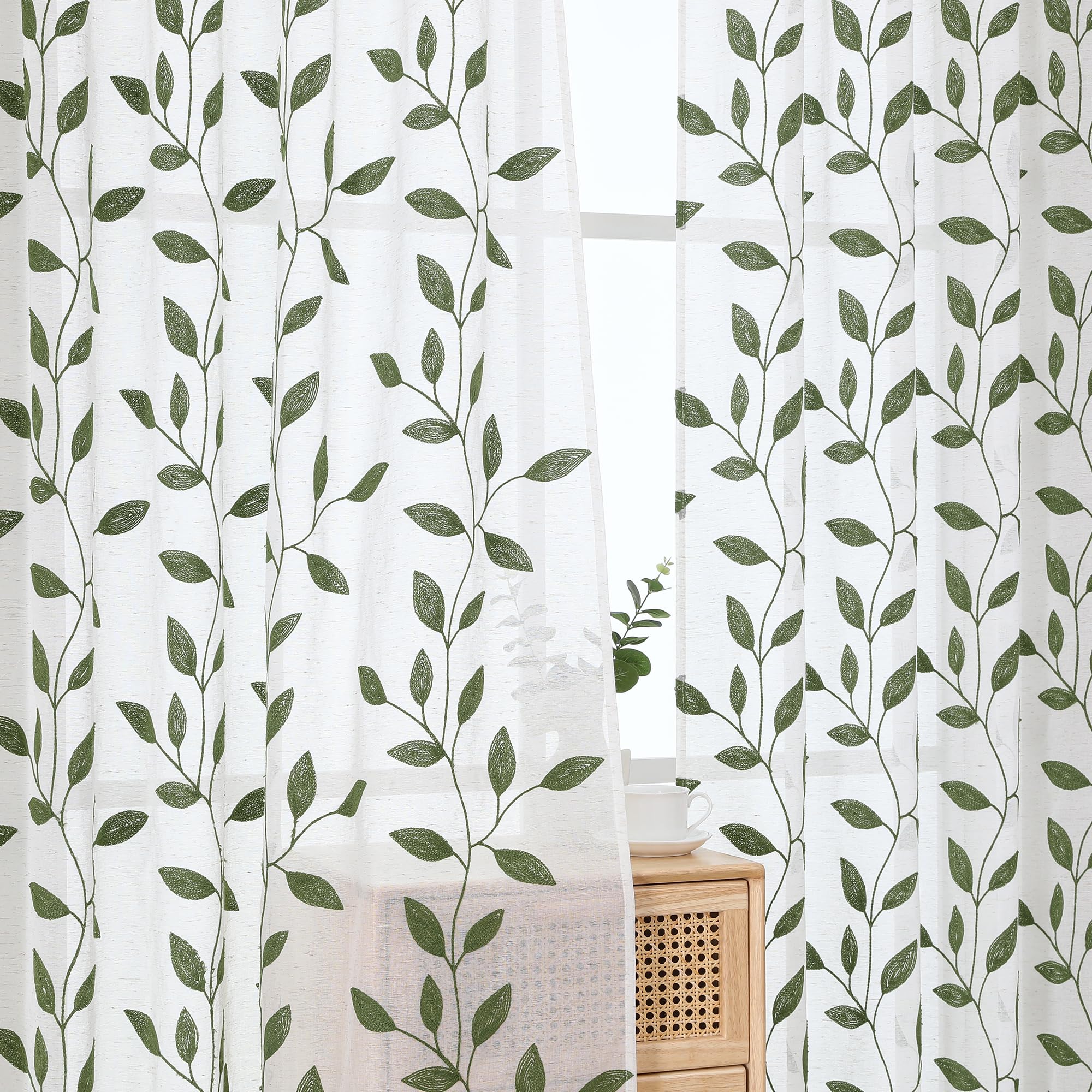 Grey Sheer Curtains - Embroidered Leaf Drapes -22 Grey Sheer Curtains - Embroidered Leaf Drapes -22