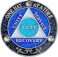 Vista 26 de (Años 1-50) AA Moneda de recuperación de 29 años, Medallón de Alcohólicos Anónimos, Moneda de Metal, Chapado en Color Plata, Moneda de Metal