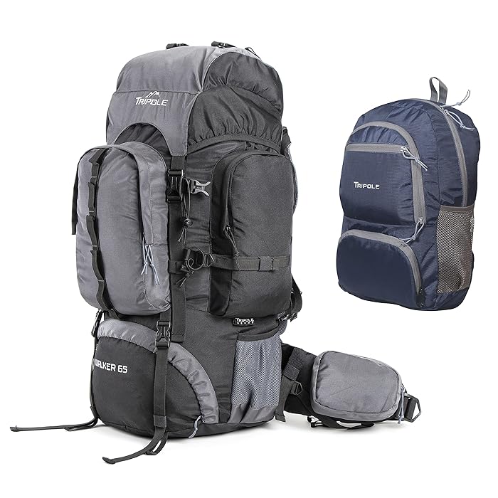 Buy Tripole Walker 65 Litres Rucksack With 20 Litre Foldable Day Pack Internal Frame With