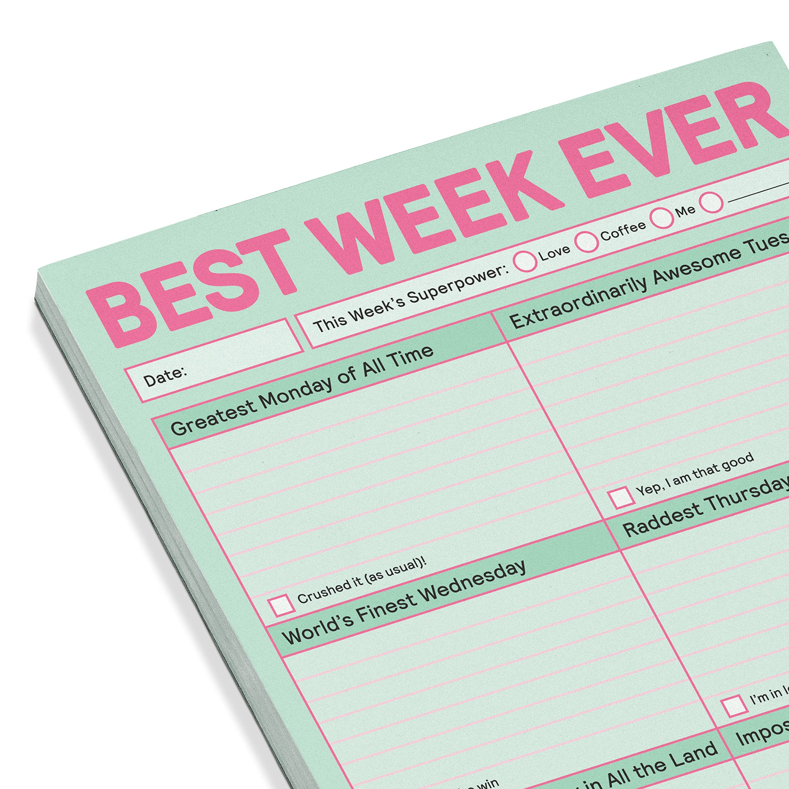 Knock Knock Best Week Ever-Block, Wochenplaner und Planungsblock für To-Do-Listen (Pastell-Version), 15,2 x 22,9 cm