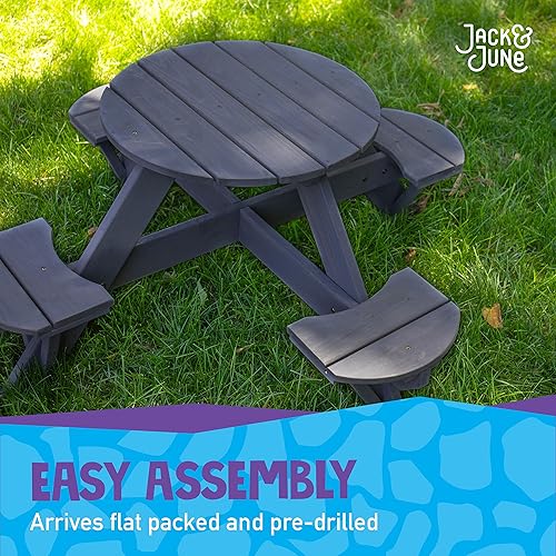 Miniatura 6 de Jack & June - Mesa circular de pícnic de cedro  100% madera de cedro  resistente a la intemperie  perfecta para comer al aire libre y entretenimiento