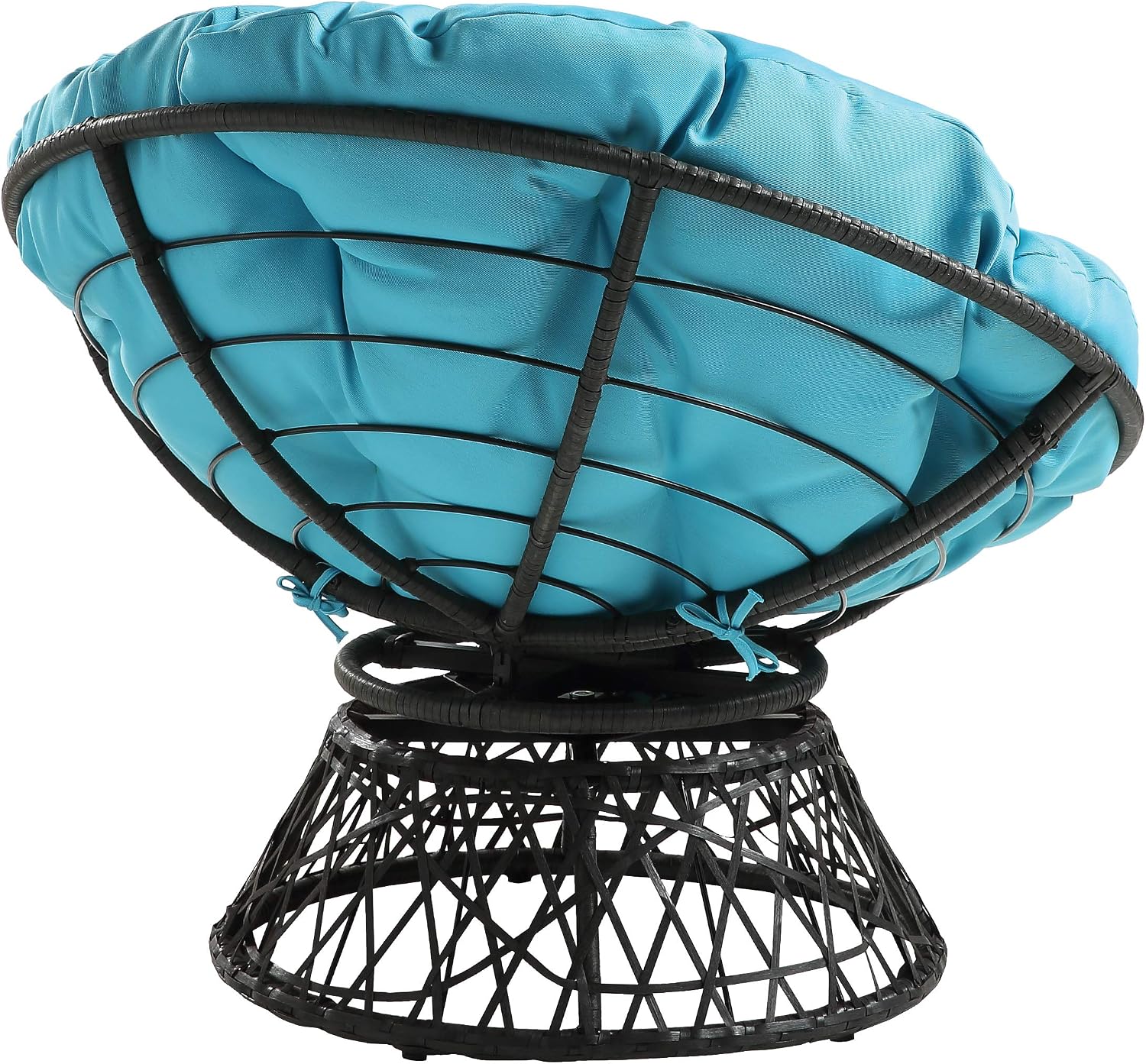 Buу 1 gеt 1 🔥 OSP Home Furnishings Wicker Papasan Chair with 360-Degree Swivel, Grey Frame with Blue Cushion