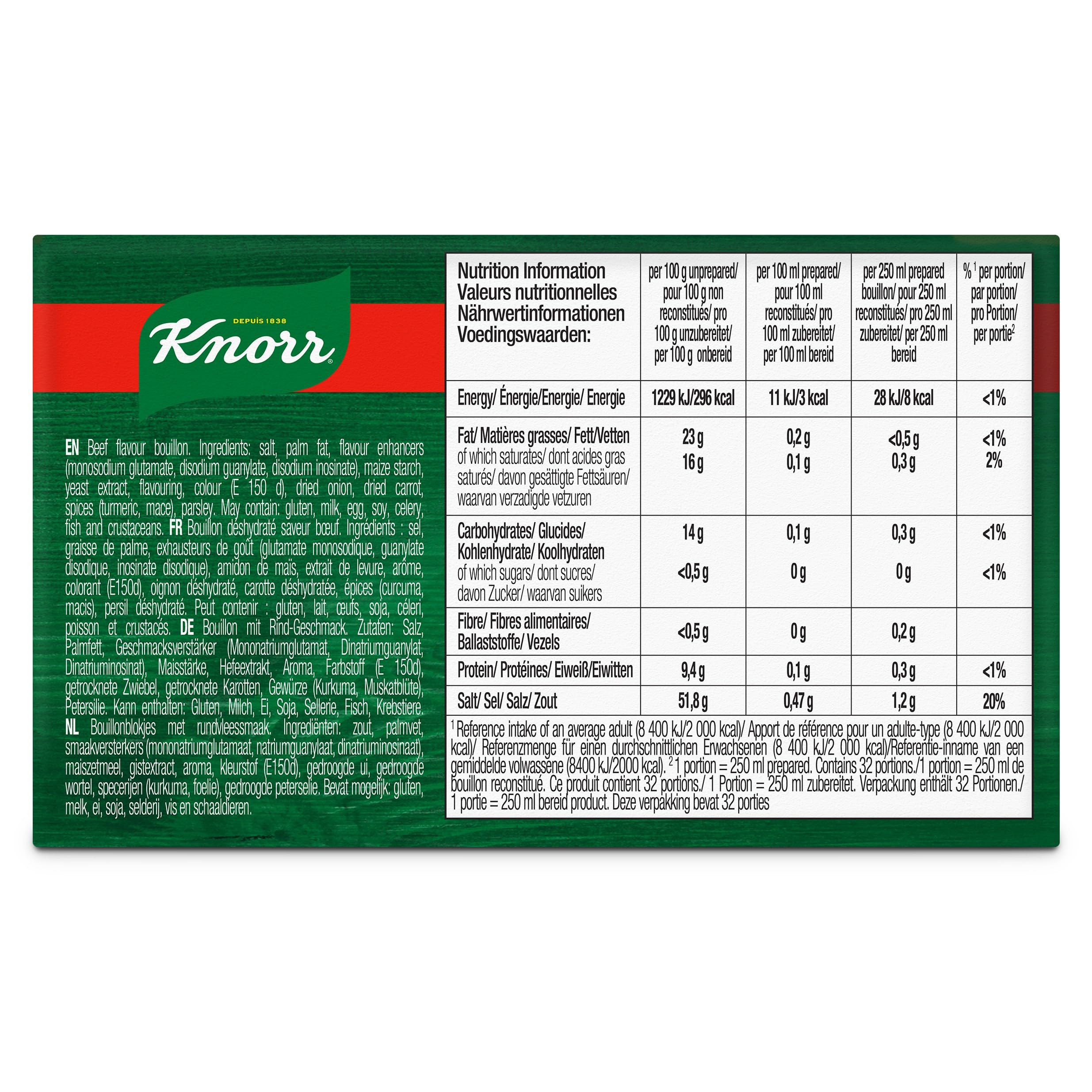KNORR Bouillon Boeuf Halal Cube (6 Unités (6 x 8 x 9g))