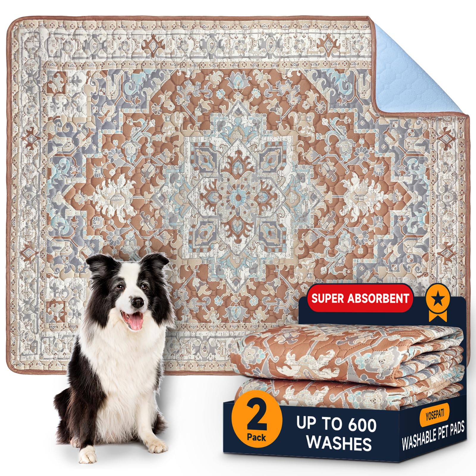 YOSEPATI Washable Pee Pads for Dogs 2 Pack, Puppy Pads with Pheromones, 2026 Upgraded PuppyPad 36"x48" Super Absorbent Waterproof Pet Training Pads,