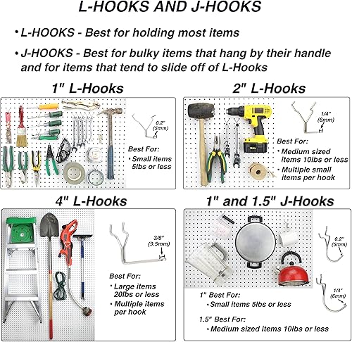 Miniatura 6 de Ganchos para colgar herramientas con cubos y cestas  Kit de accesorios de organización de herramientas  Juego de organizadores de 1 pulgada, 2