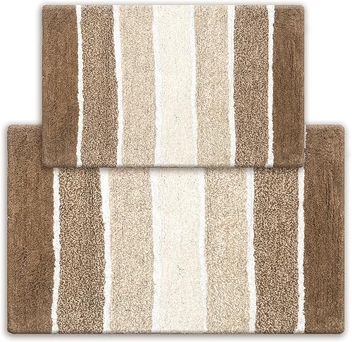 Miniatura 9 de Chardin home Cordural Stripes Alfombra de Baño, Juego de 2 Alfombras de Baño (17x24 Pulgadas y 21x34 Pulgadas) | Antideslizante, Lavable a Máquina,
