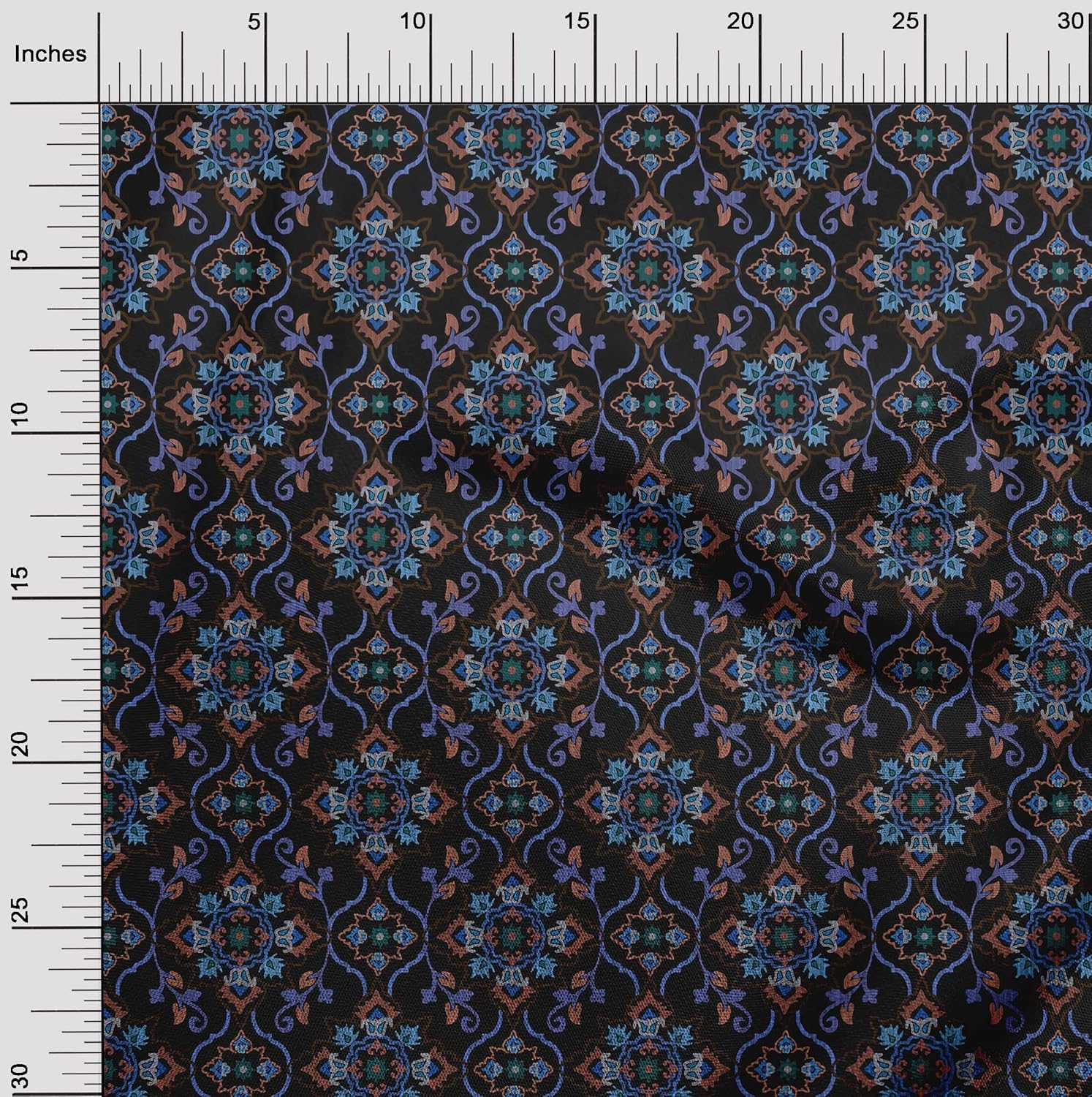 oneOone Polyester Spandex Blue Fabric Asian Kilim Quilting Supplies Print Sewing Fabric by The Yard 56 Inch Wide