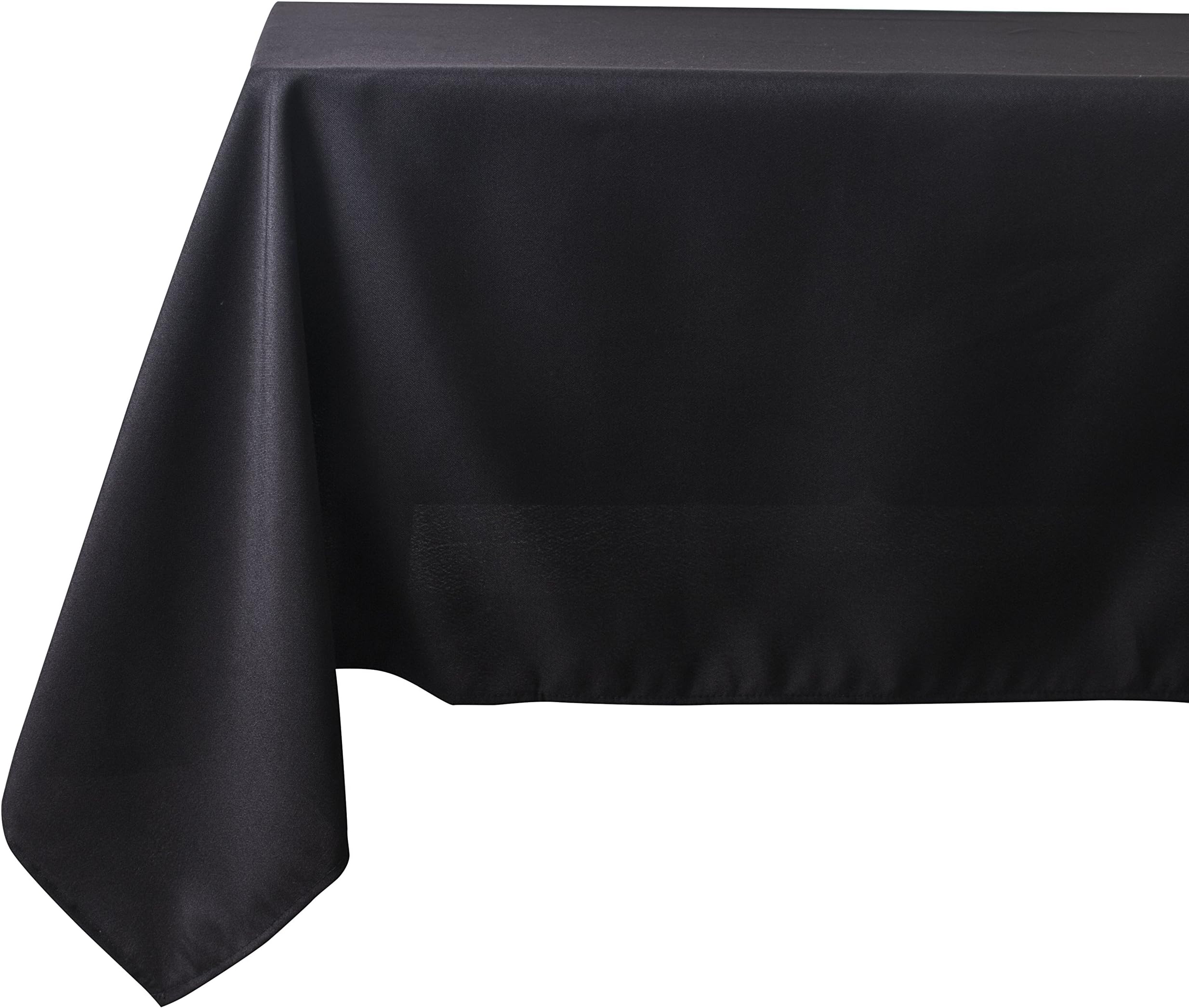 Rectangular Solid Polyester Tablecloth 60 x 84 inch for Buffet Table, Parties, Holiday Dinner,Black
