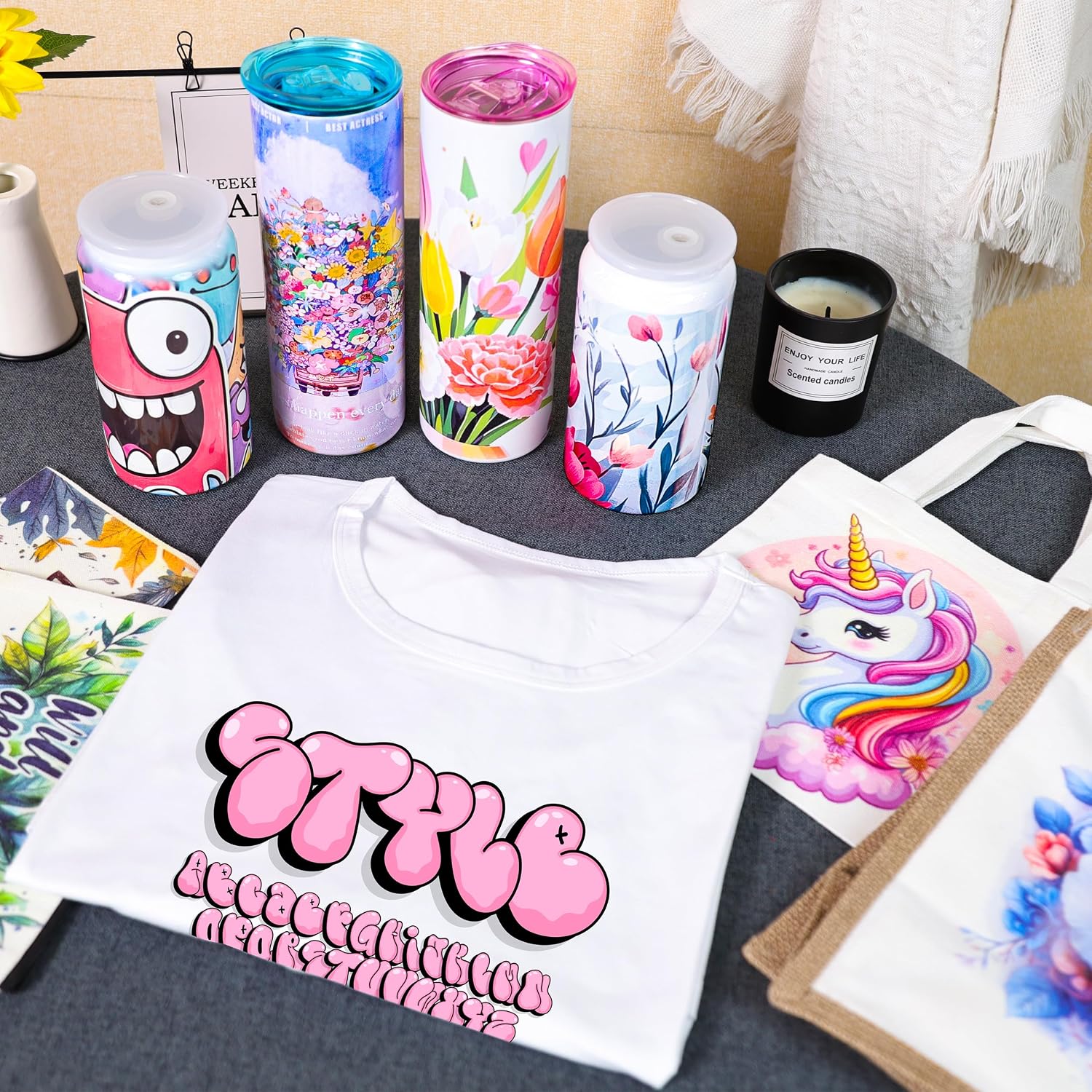 Joyclub 3 PCS White Polyester T Shirts Bulk Sublimation Blanks Unisex Wholesale Crew Neck Short Sleeve for Heat Transfer DIY