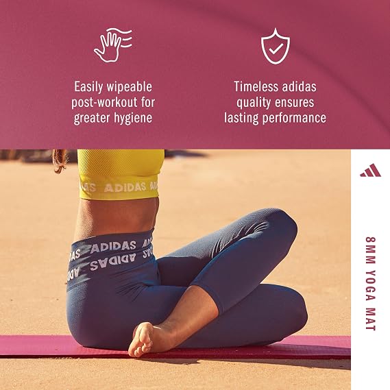 adidas Yoga Mat - Eco Friendly - Non Slip, Durable Textured Surface, 8mm