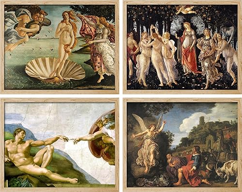 SIGNWIN Póster enmarcado Botticelli, colección Nacimiento de Venus, desierto, naturaleza, ilustraciones de bellas artes, decorativo, campestre,