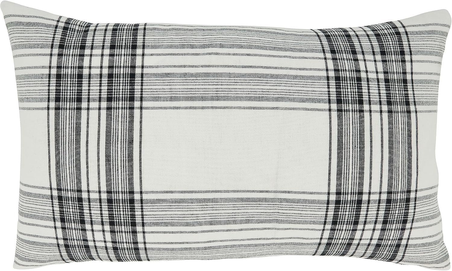 SARO LIFESTYLE Cuddly Chic Plaid Throw Pillow Cover, Black, 12"x20"