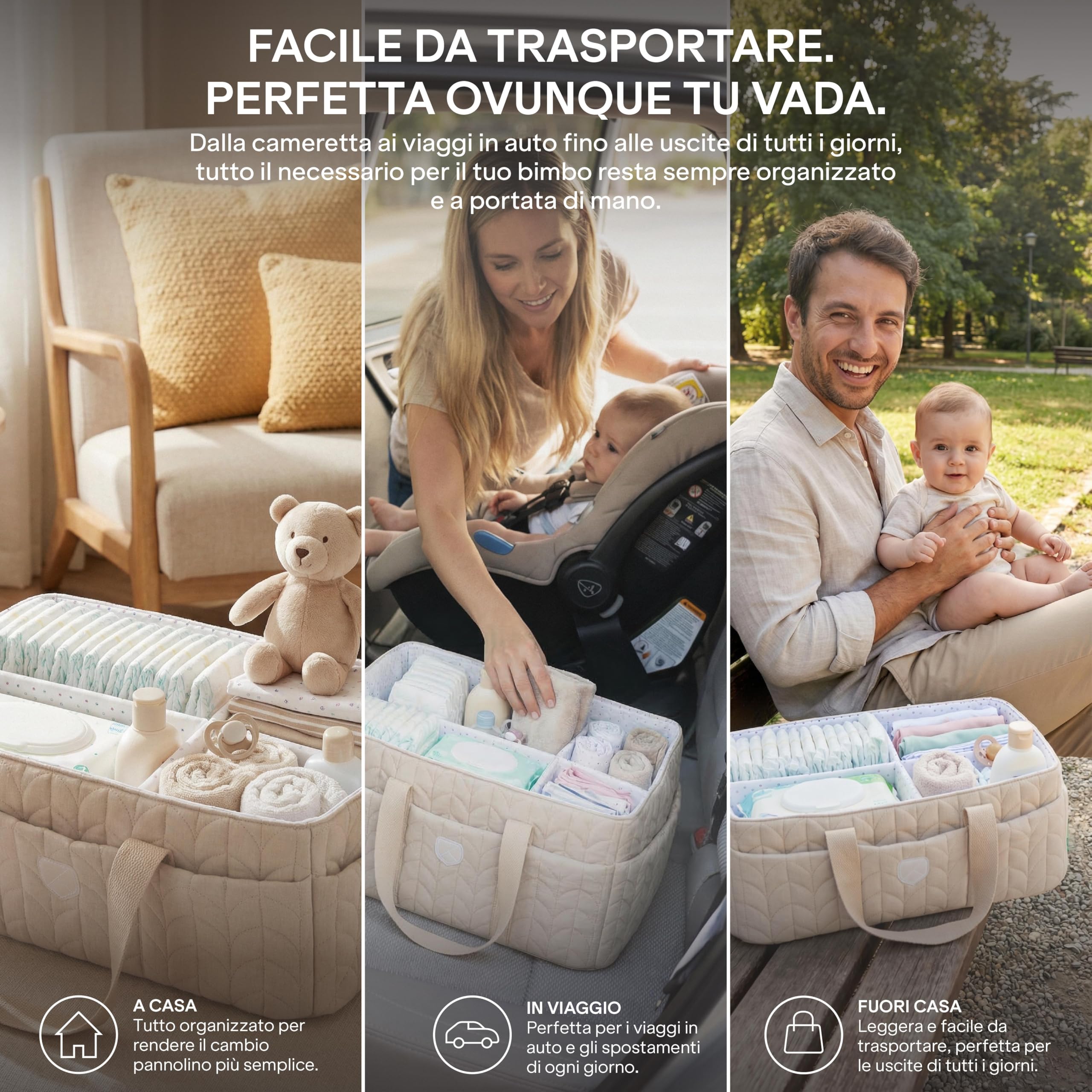 Koala Babycare Organizer Fasciatoio per Neonati - Cestino Porta Pannolini Portatile con Divisori Rimovibili - Organizer Pannolini per Cambio Pannolino e Cameretta Neonato - Perfetto Come Idea Regalo