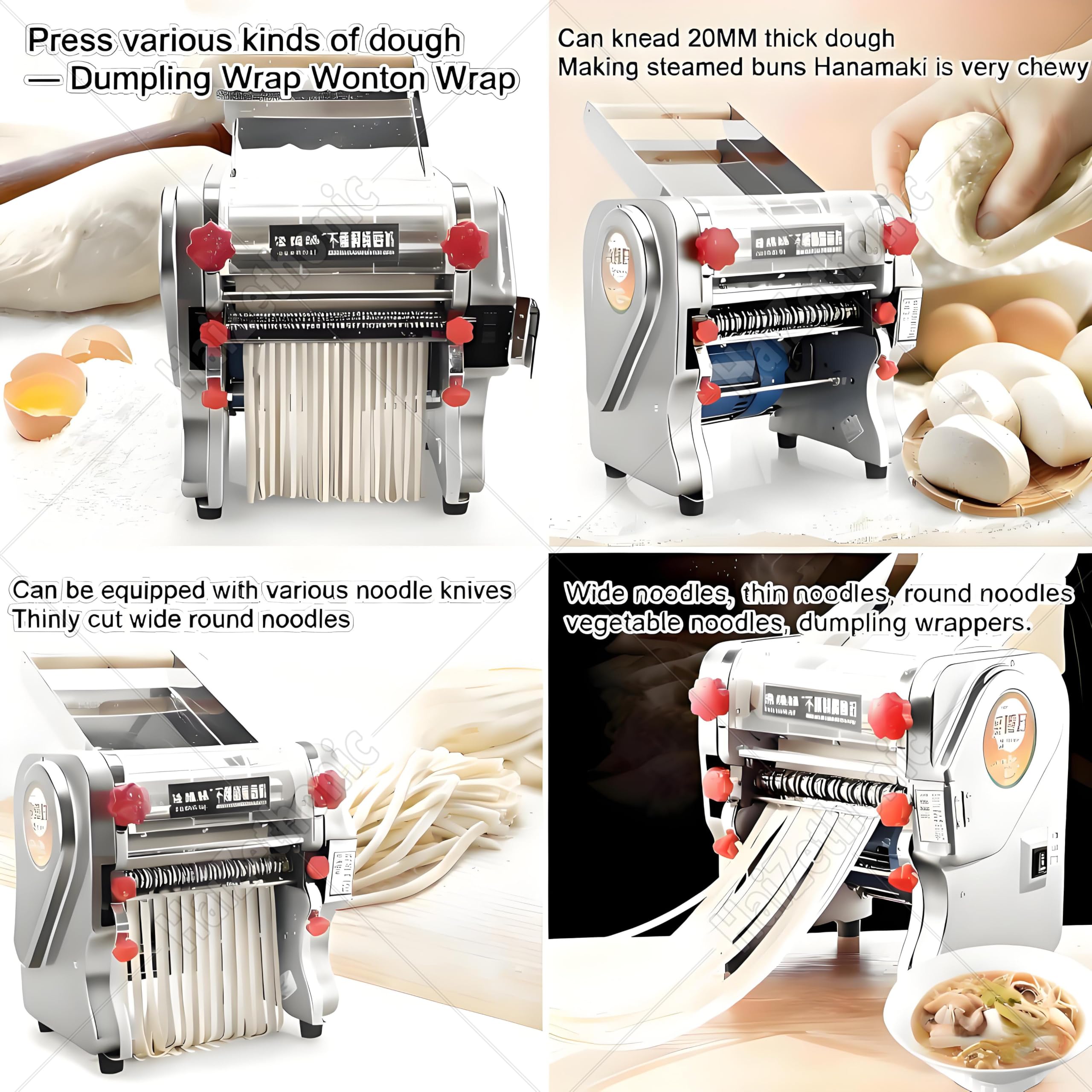 Eléctrica Máquina De Pasta Fresca Cortador De Masa De Acero Inoxidable,Máquina para Pasta Aparato Eléctrico,Ancho De La Pasta: 3/9 Mm,Plana 0.3-20mm Ajustes De Espesor 180