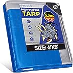 TICONN Heavy Duty Tarp Cover, Extra Thick Tarps Waterproof Tear and Rip Proof UV Resistant Tarpaulin with Reinforced Grommets and Edges (5.5 Mil, 6'x8')