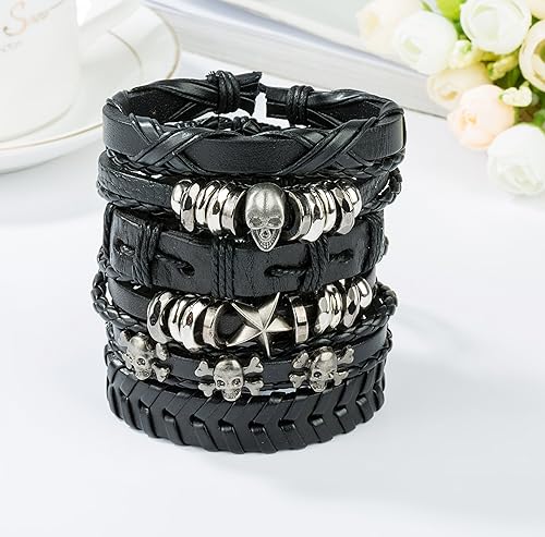 Miniatura 2 de REVOLIA 5-12 pulseras de cuero trenzado para hombres y mujeres