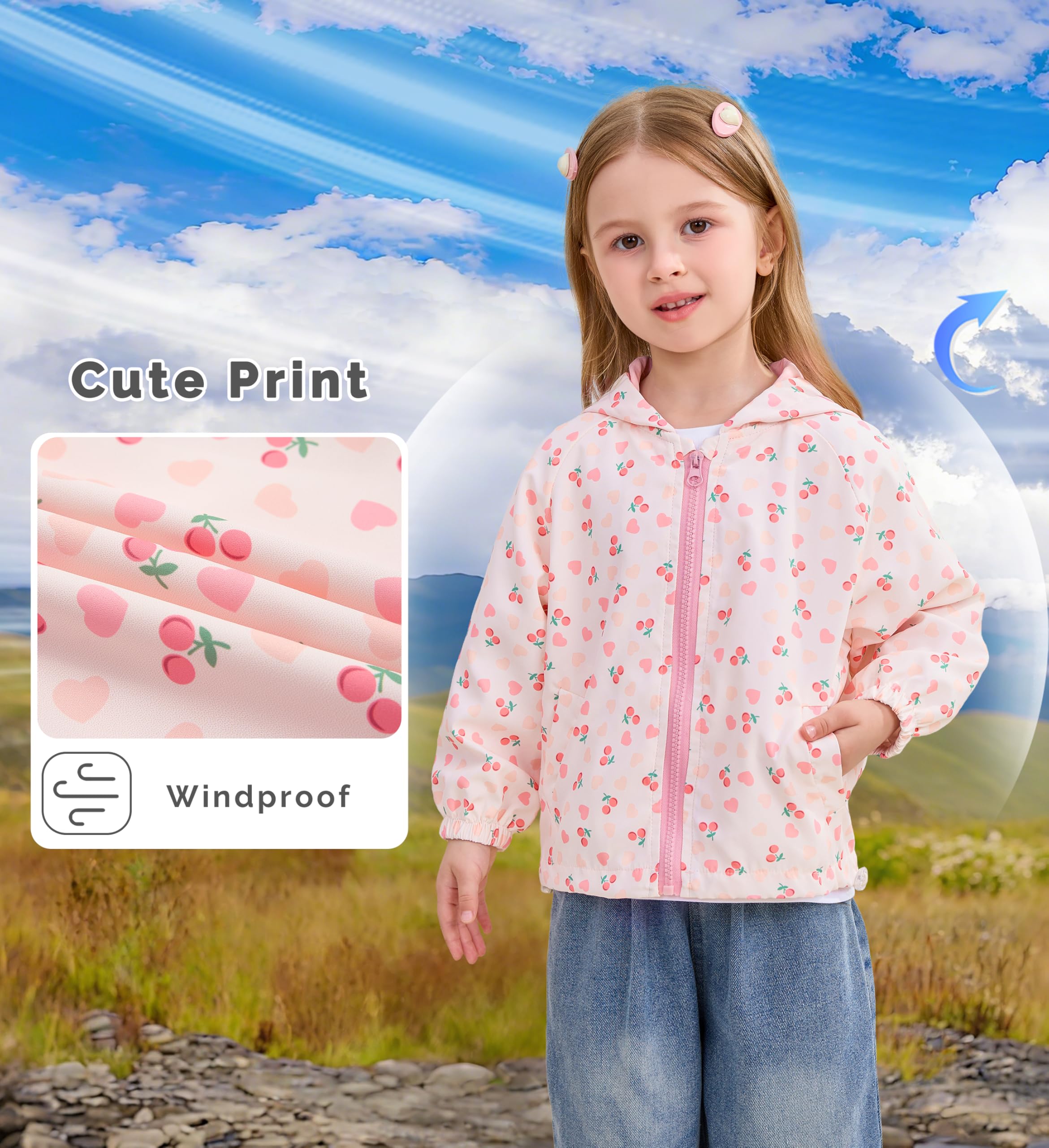 Miipat Veste à Capuche pour Filles Coupe-Vent Manteau de Léger Lâche Blousons Fille avec Poche Manches Longues Enfant Vêtements pour Fille