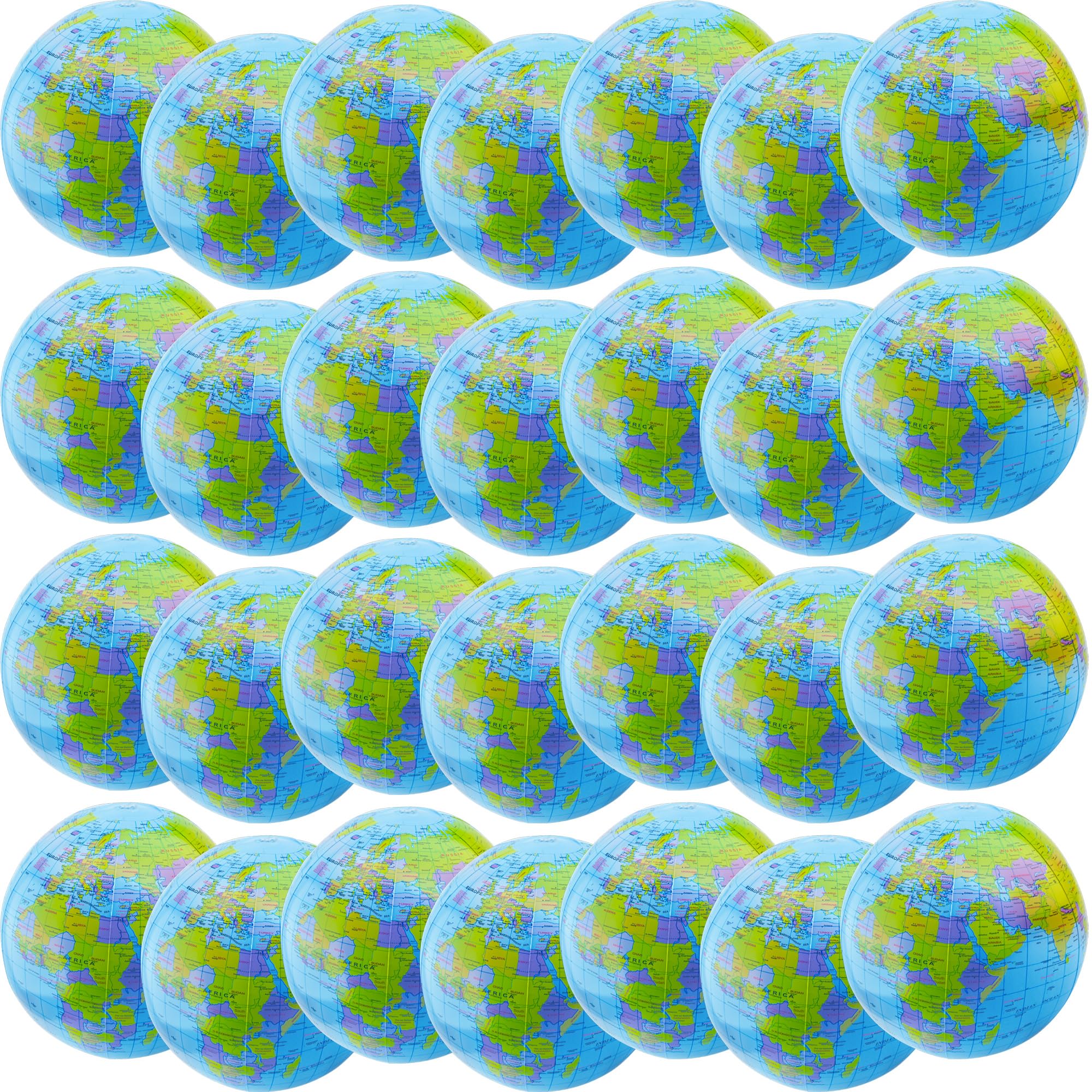 28 Pcs Inflatable Globe Balls Inflatable Beach Balls Bulk Blow up Earth Globe for Beach Swimming Party