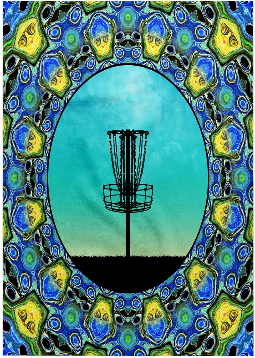3dRose Disc Golf Abstract Basket - Blue and Green disc Golf Graphic Design 22x30 Bath Hand Pool Towel