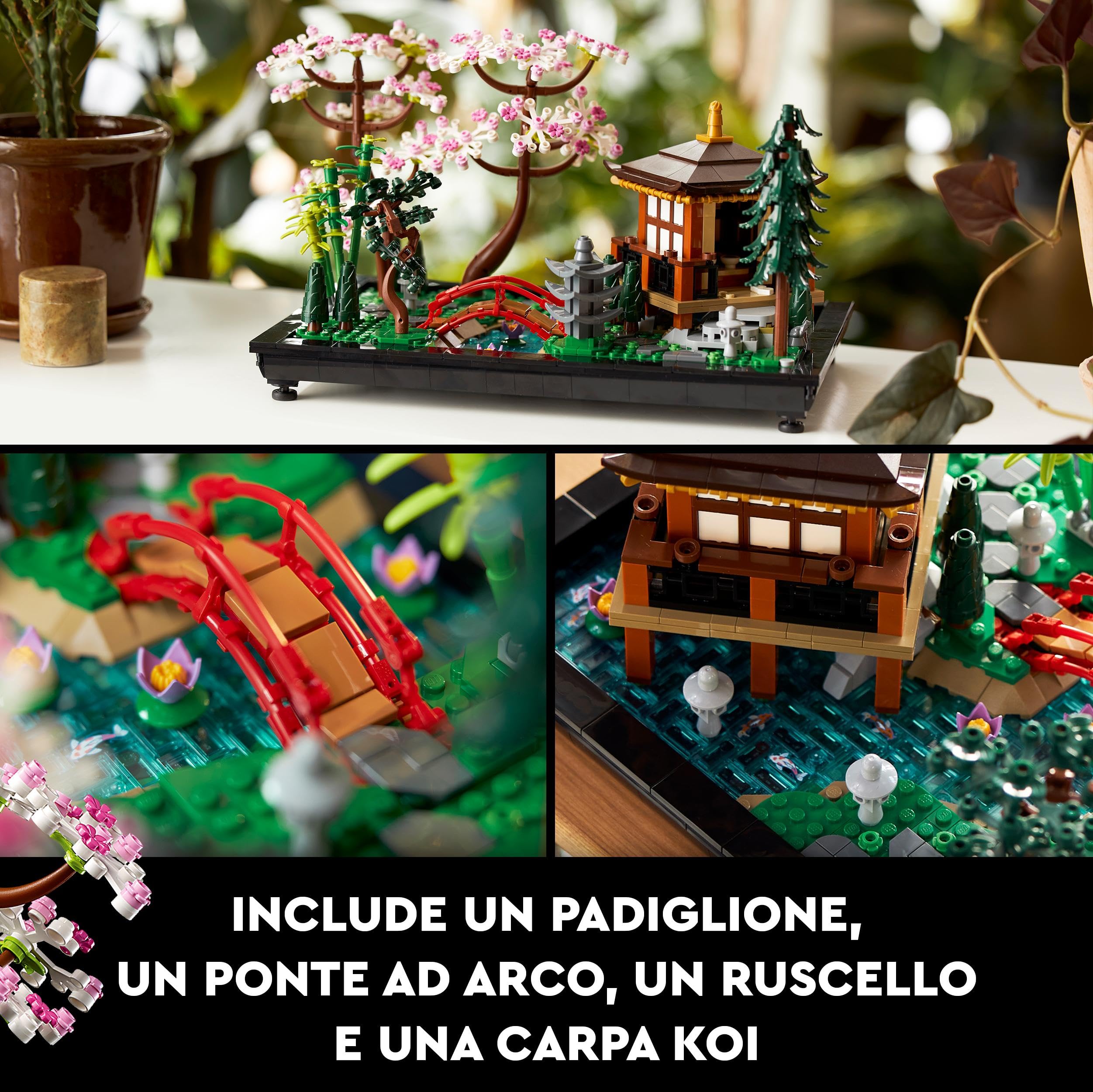 LEGO 10315 Icons Il Giardino Tranquillo, Kit Giardino Botanico Zen per Adulti con Fiori di Loto, Regalo per Donna e Uomo Fan del Giardinaggio Giapponese, Decorazione da Scrivania Personalizzabile
