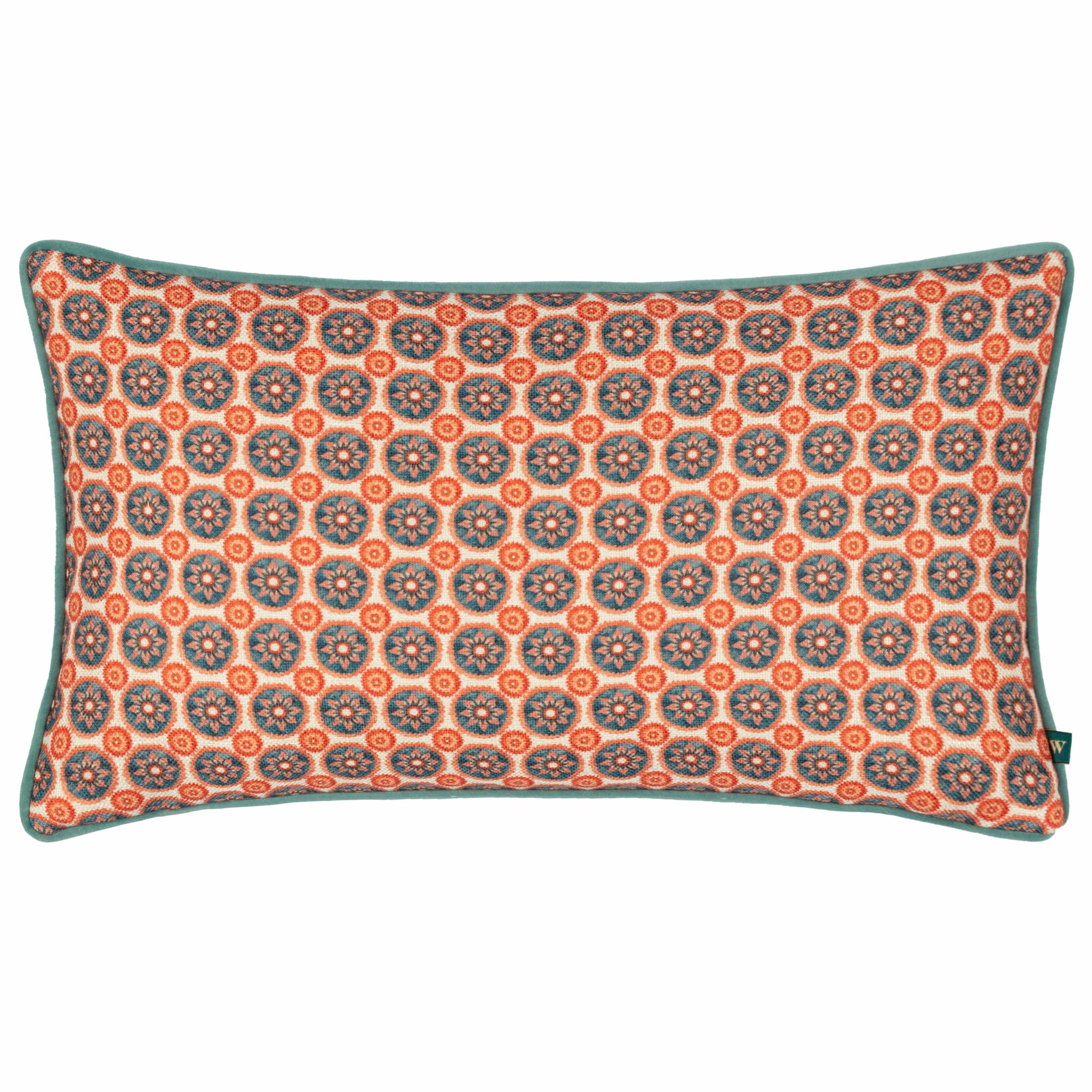furn. Wylder Tropics Onika Rectangular Geometric Piped Cushion Cover, Blue, 50 x 30 cm (Pack of 1)