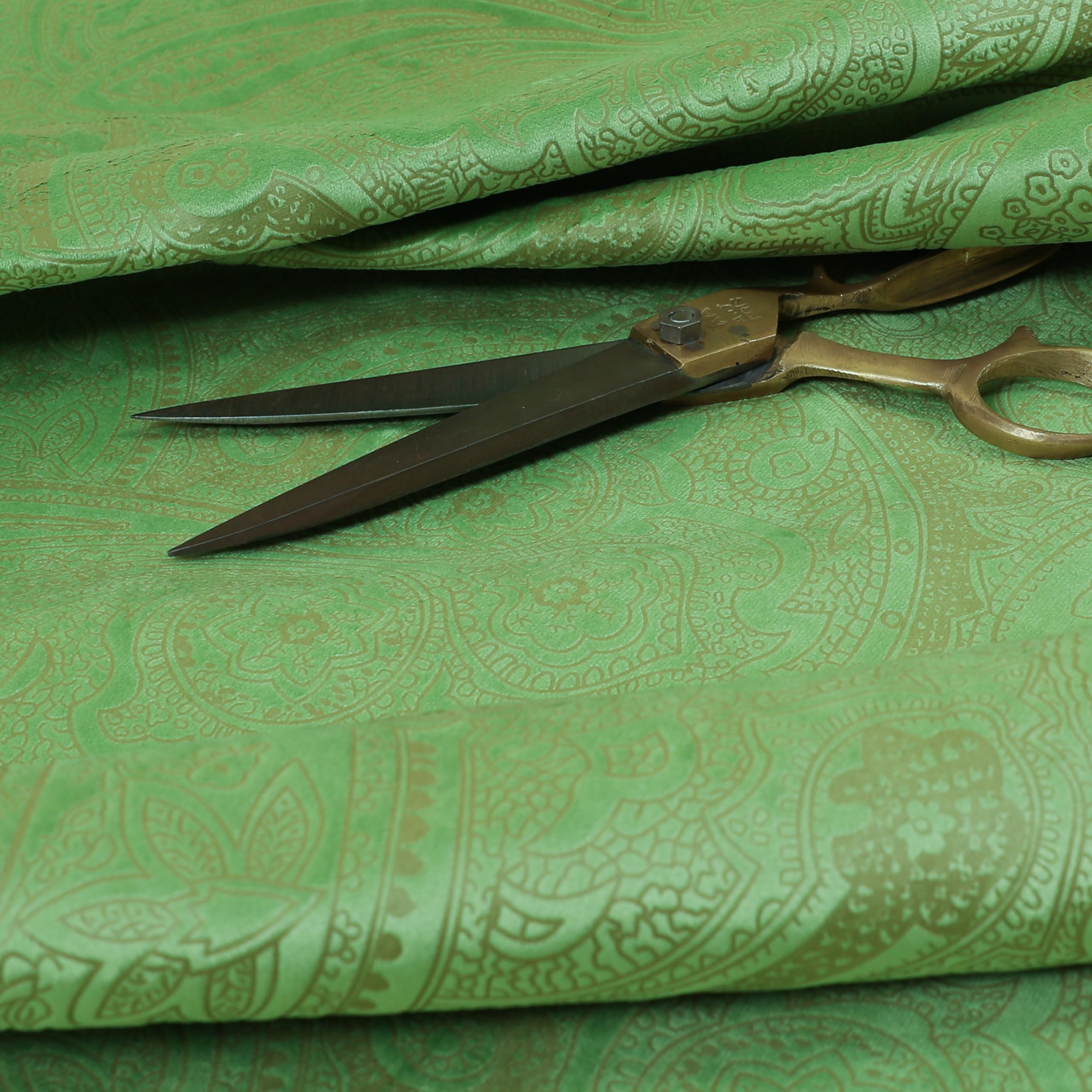 Redbrick Mill Fabrics Flame Retardant Furnishing Modern Designer Floral Theme Pattern Soft Velveteen Velvet Material Upholstery Curtains Fabric, Apple Green by The Metre (Per Metre)