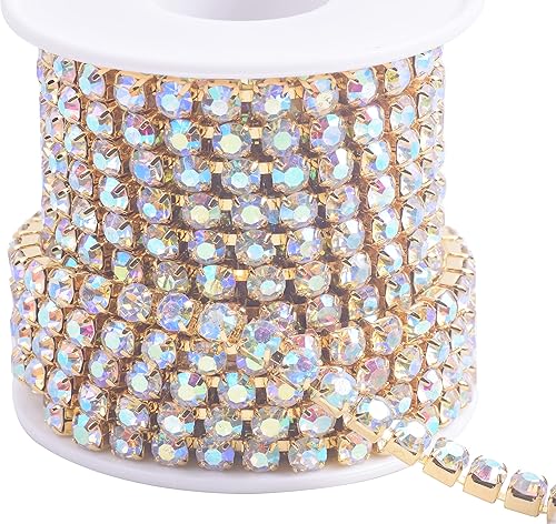 Miniatura 23 de KAOYOO - Cadena de diamantes de imitación de 9 metros (10 yardas) con cierre de 2.5 mm para manualidades de costura, decoración DIY (plata)