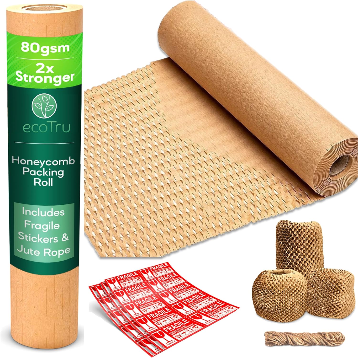 ecoTru Honingraatpapier verpakkingsmateriaal, noppenfolie eco