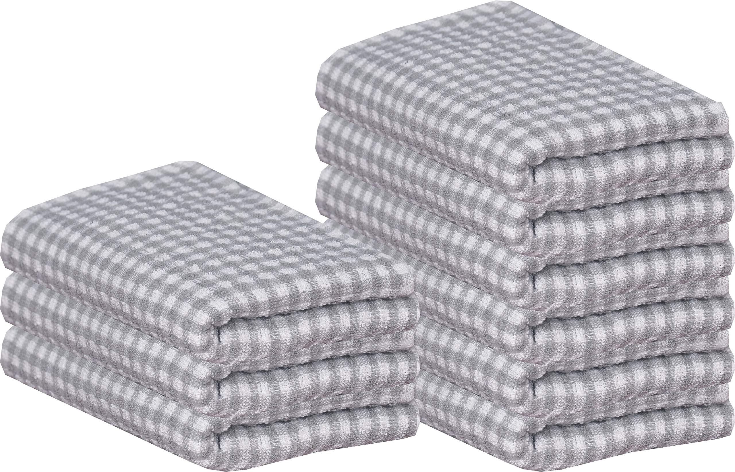 beSunshine 1x to 12x Pack Premium 100% Cotton Jumbo Terry Tea Towels Kitchen Dish Towels (Grey, 6)