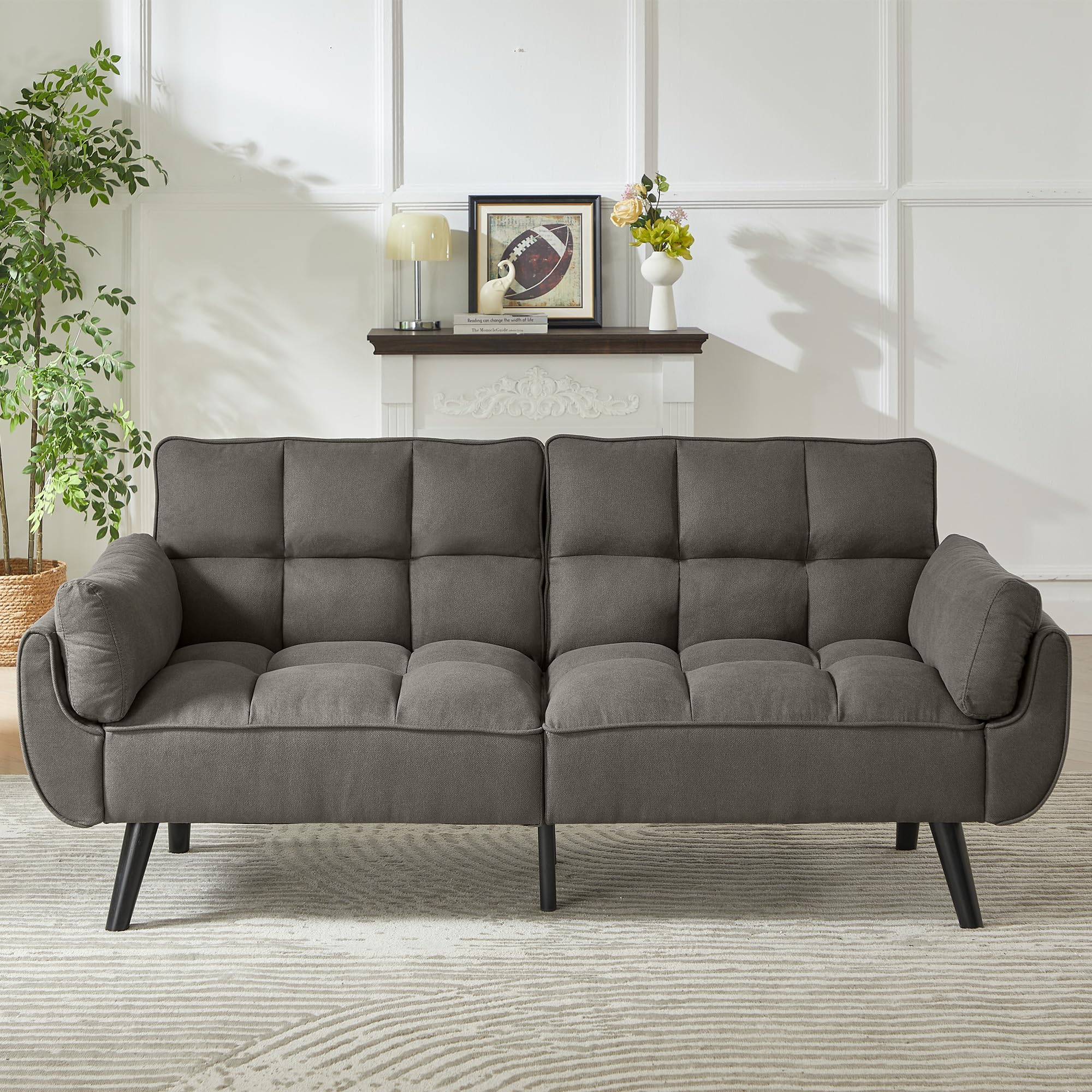 JIEXI Dreifaches Schlafsofa Dunkelgrau, Sofa Klein 191x83cm | Rückenlehne ohne Klappfunktion, bequem, geeignet für Wohnzimmer, Schlafzimmer, Zimmer