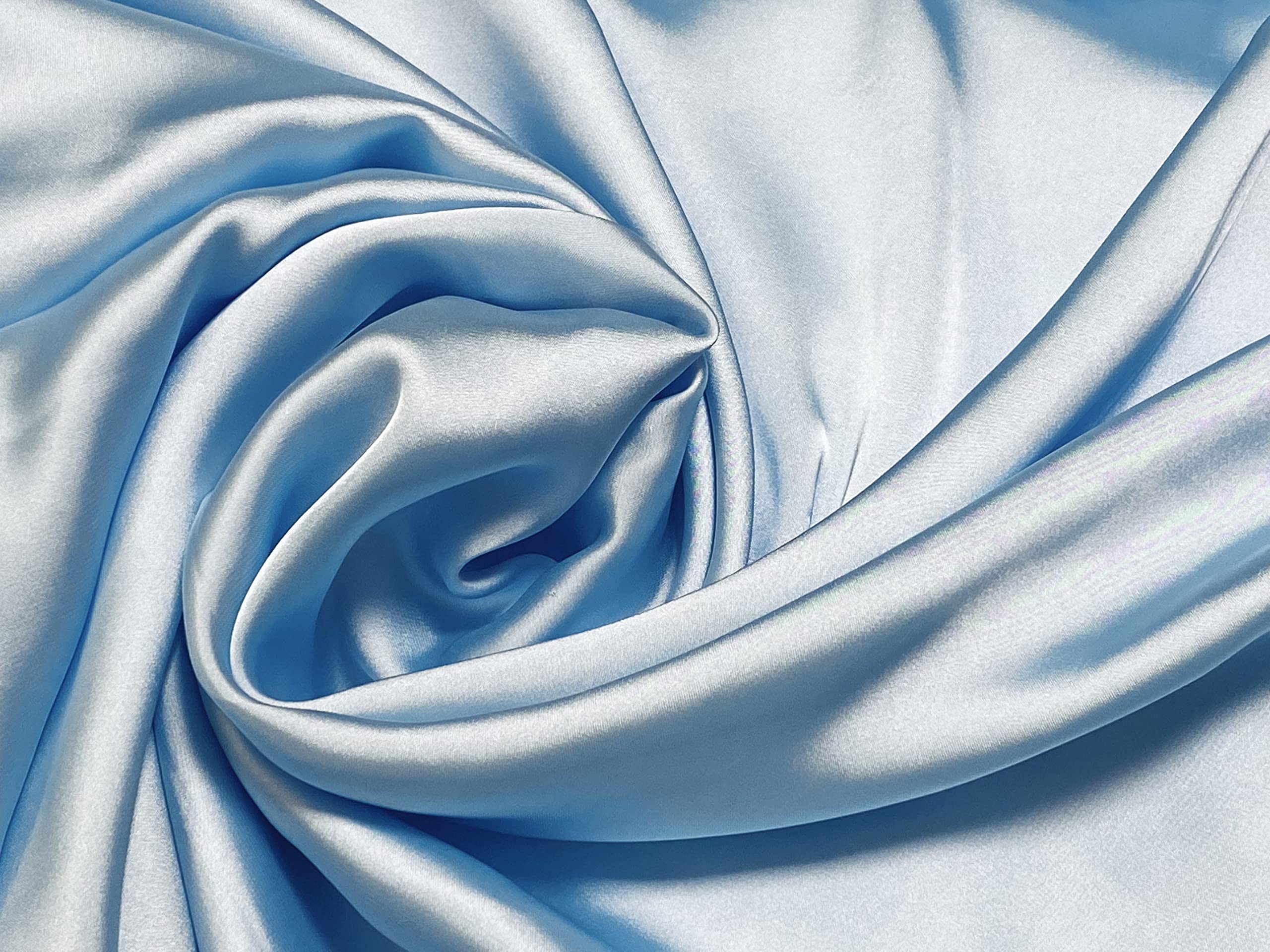 (Baby Blue) Faux Silk Charmeuse Silk Fabric Bridal Dress Lining Draping Satin Silk Fabric 150cm Sold by The Metre