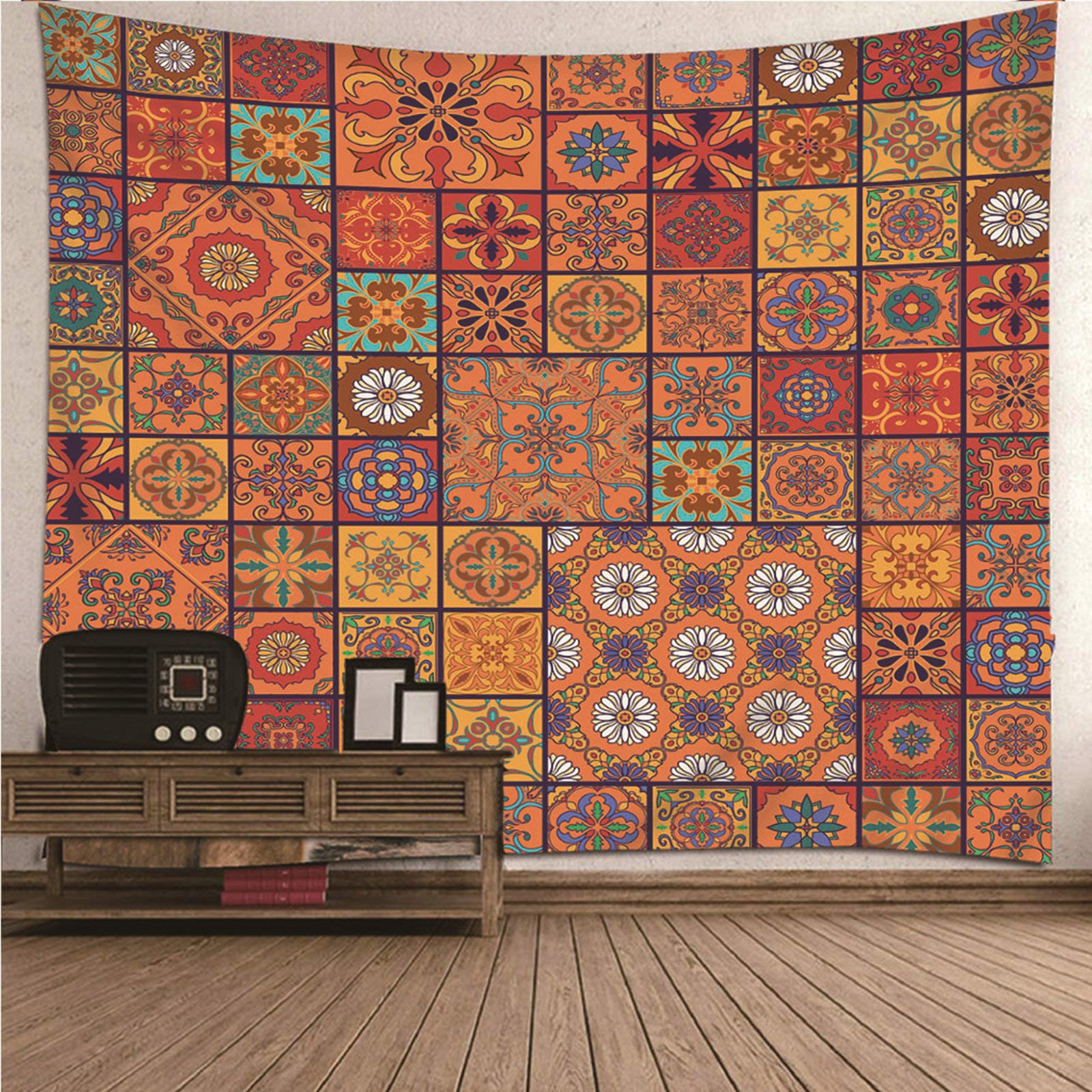 Banemi Tapiz Pared, Tapiz Decoracion Pared Poliéster Multicolor Patrón Multicolor Retro Pareo/Toalla de Playa Grande, Sofá 240X220Cm