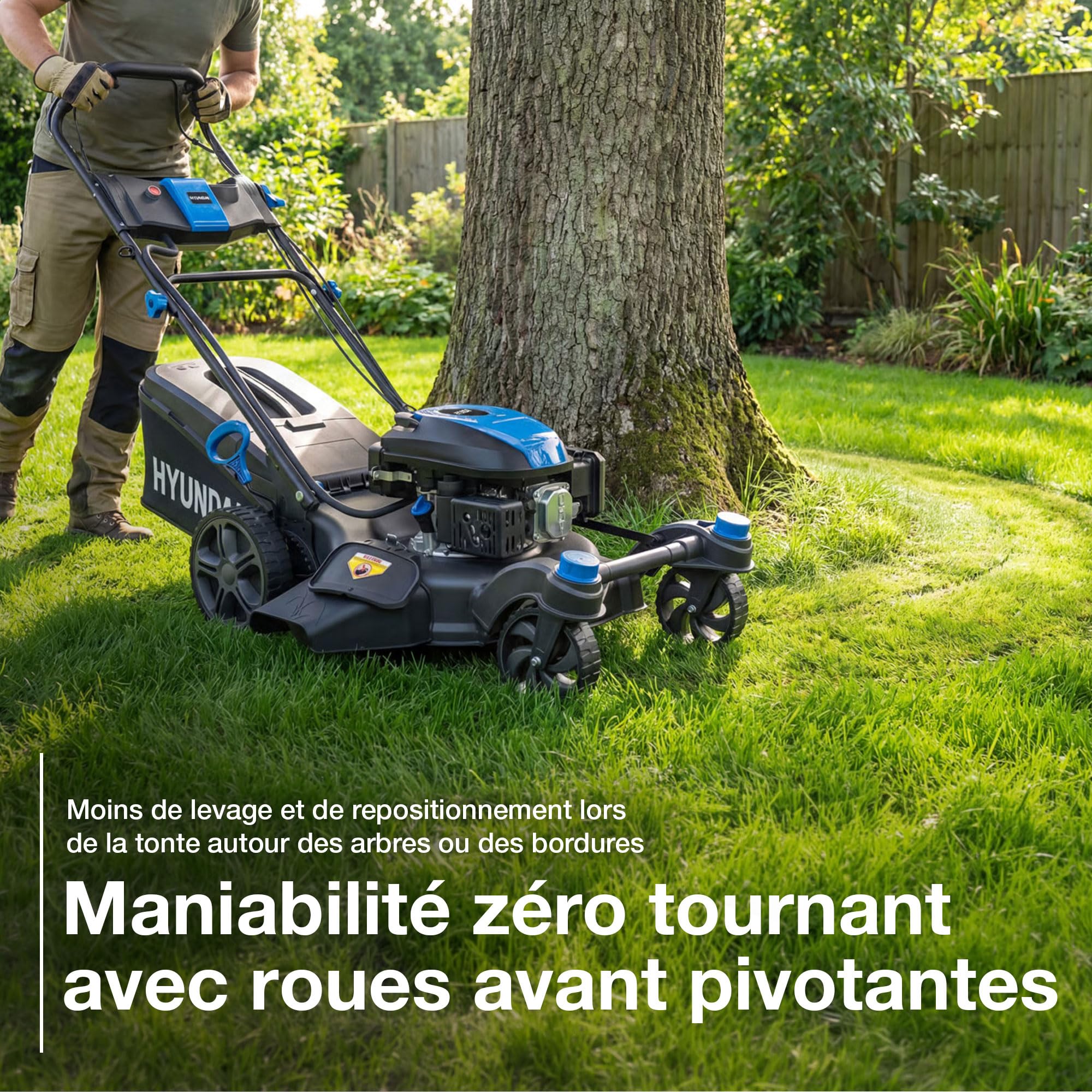 Hyundai Tondeuse à Gazon Thermique Autotractée Noire 51 cm, Démarrage Électrique, Moteur 196 cm3 5,5 CV, Bac 60 L, 4-en-1, Garantie 3 Ans - HYM20200SPEZX