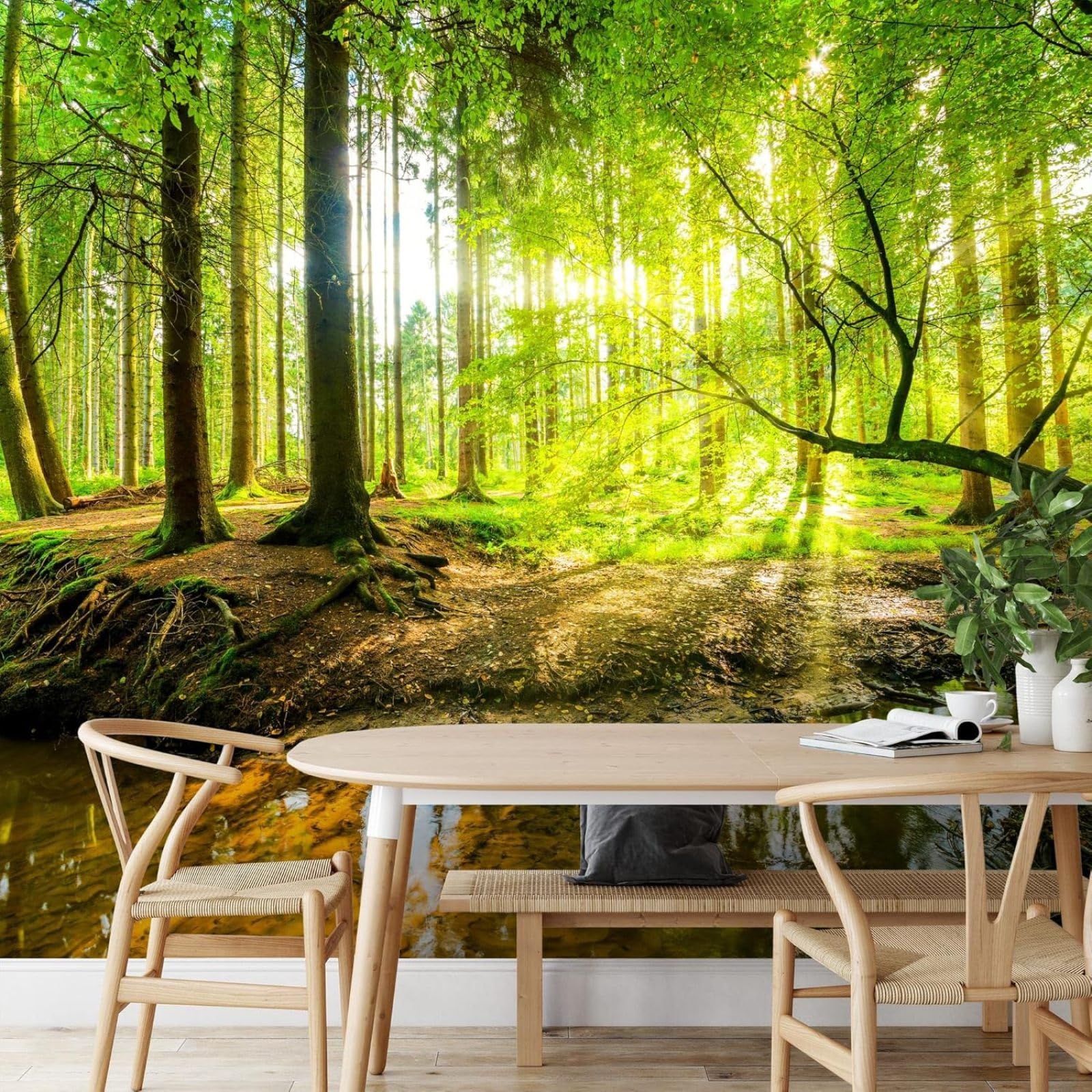 Pdghsdkgjh 3D Mural Photo Wallpaper Forest Living Room Bedroom Office Corridor Decoration Murals Modern Wall Decoration,150Cmx105cm Wall Sticker - Background Wall - Painting - Poster