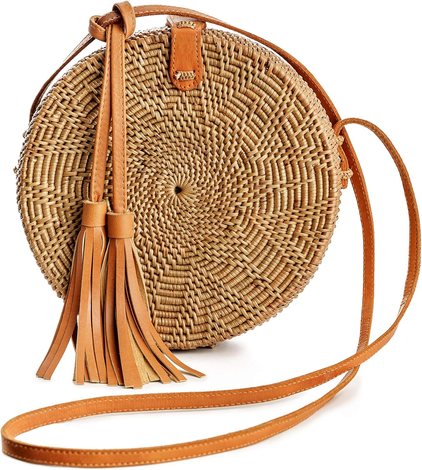 Rattan Bags for Women - Handmade Wicker Woven Purse Handbag Circle Boho Bag Bali … | Handmade, Woven, Bag