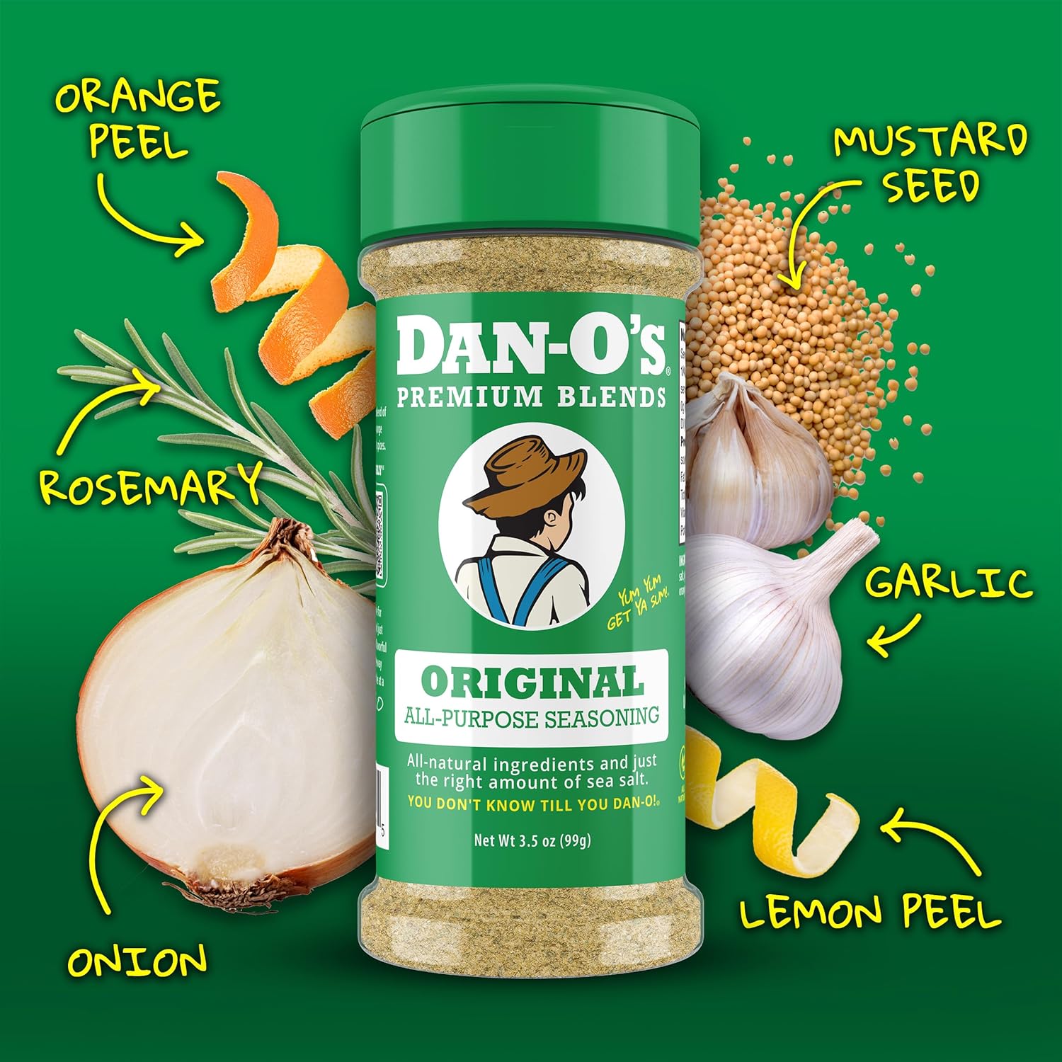 Dan-O's 4 Bottle Seasoning Set, Small Bottles, 4 Pack, Includes Original, Preem-O, SEA-soning and Cajun Seasonings, Sugar Free, Zero Calorie, Use this Seasoning Kit to Craft a Marinade, Rub or Sauce - Image 2