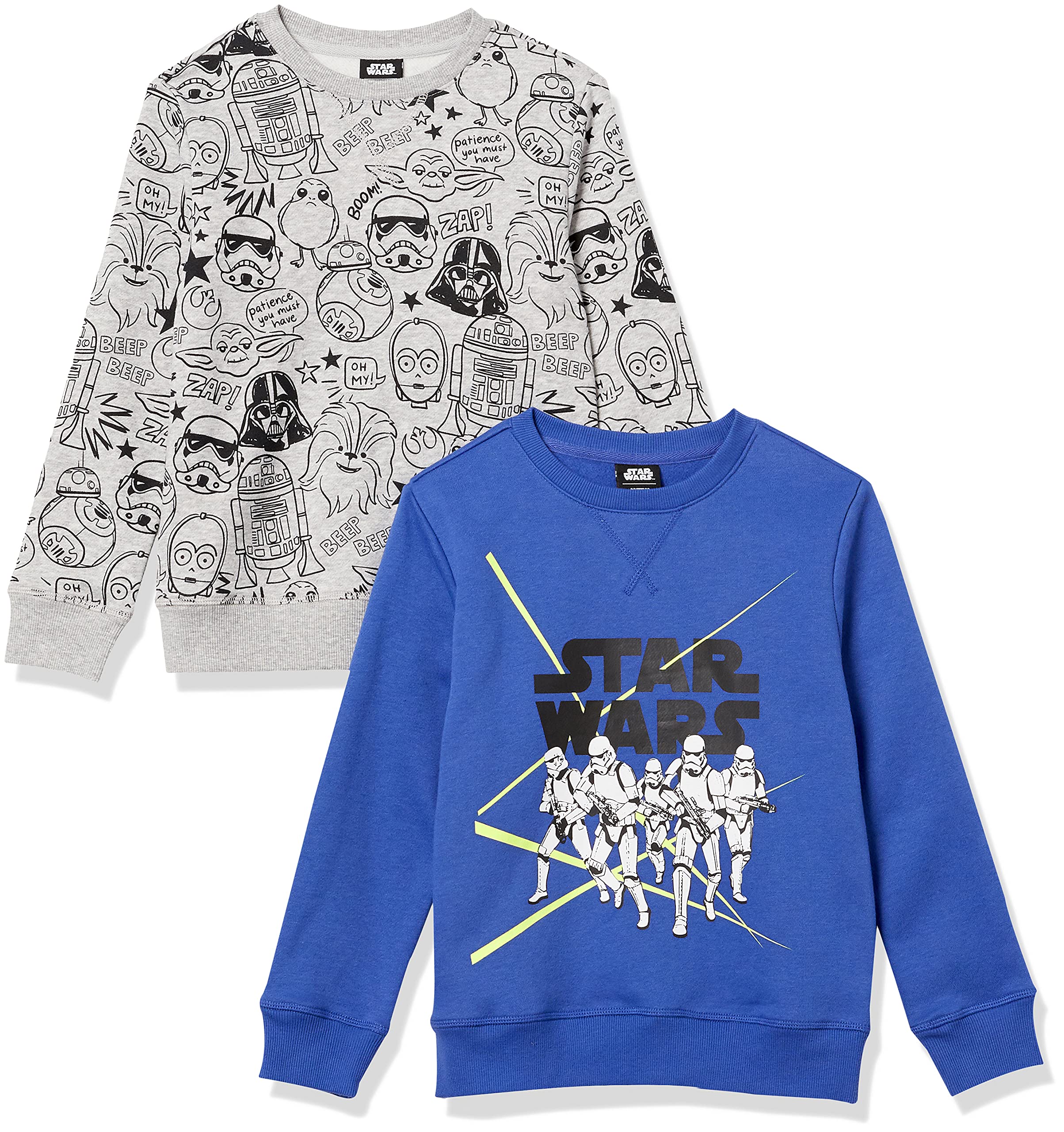 Spotted Zebra Disney | Marvel | Star Wars Boys and Toddlers' Fleece Crew Sweatshirts, Pack of 2