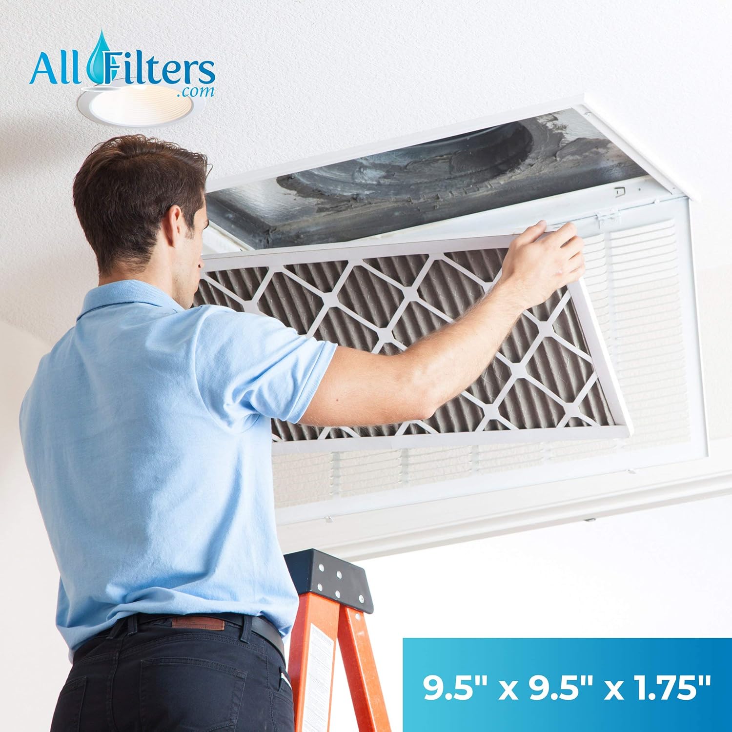 SpiroPure 9.5X9.5X2 MERV 8 Pleated Air Filters - Made in USA (6 Pack)