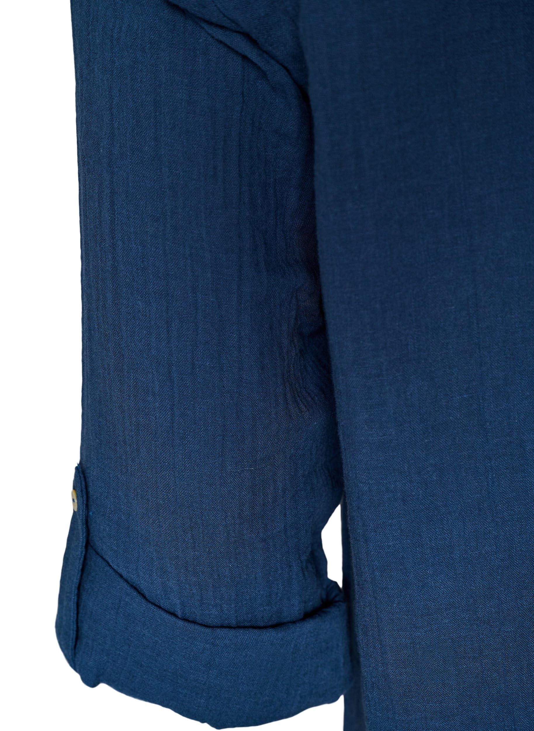 Zizzi Tunique en mousseline de coton pour femme - Manches 3/4 - Taille 42-60