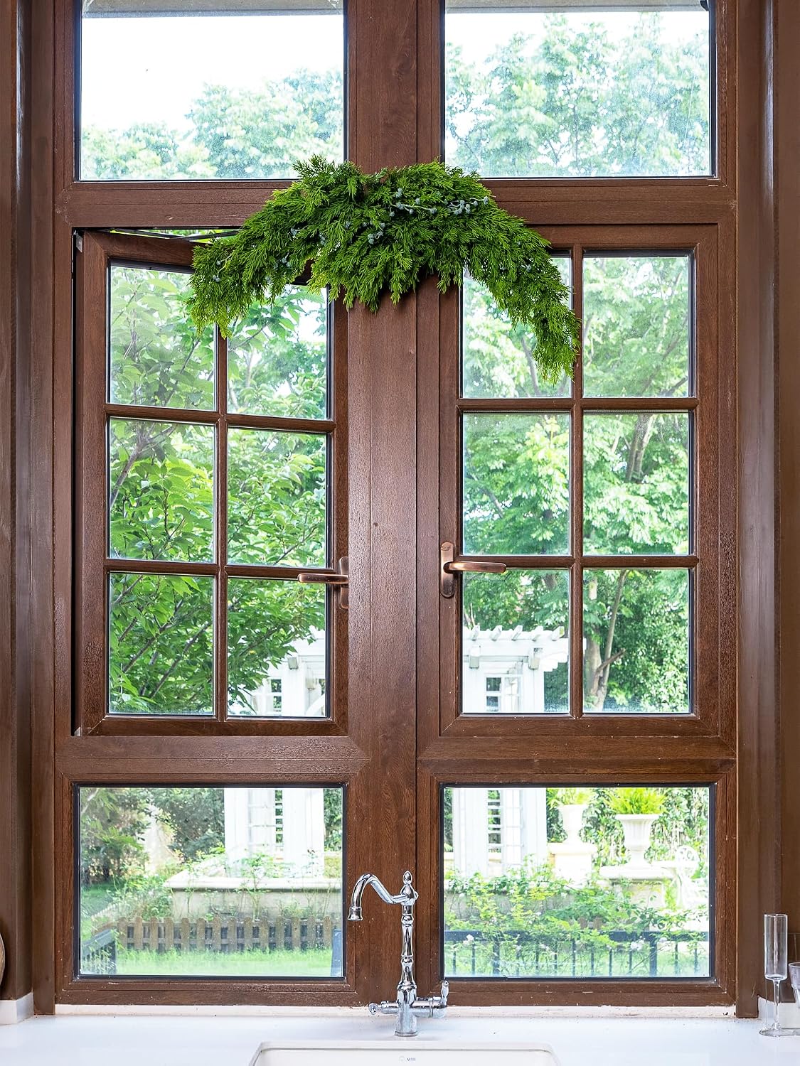44” Christmas Door Swag, Cedar Cypress Pine Swag with Blue Berry for Front Door Window Wall Corridor Indoor Outdoor Holiday Xmas Decorations Christmas Decor