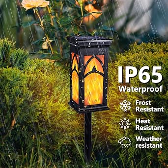 Jnaurb Solar Lights Outdoor, 6 Pack Solar Torch Light with Flickering Flame