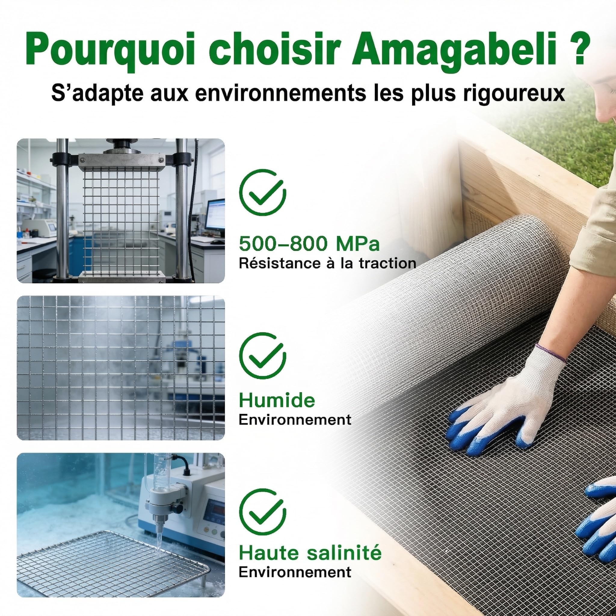 Amagabeli Galvanisé Mailles Carrées Fil Épais 0.55mm Maille 1.0M X 10M, Mailles(6x6mm) Grillage Soudé Pour poulailler, Clôture de Jardin et Volière