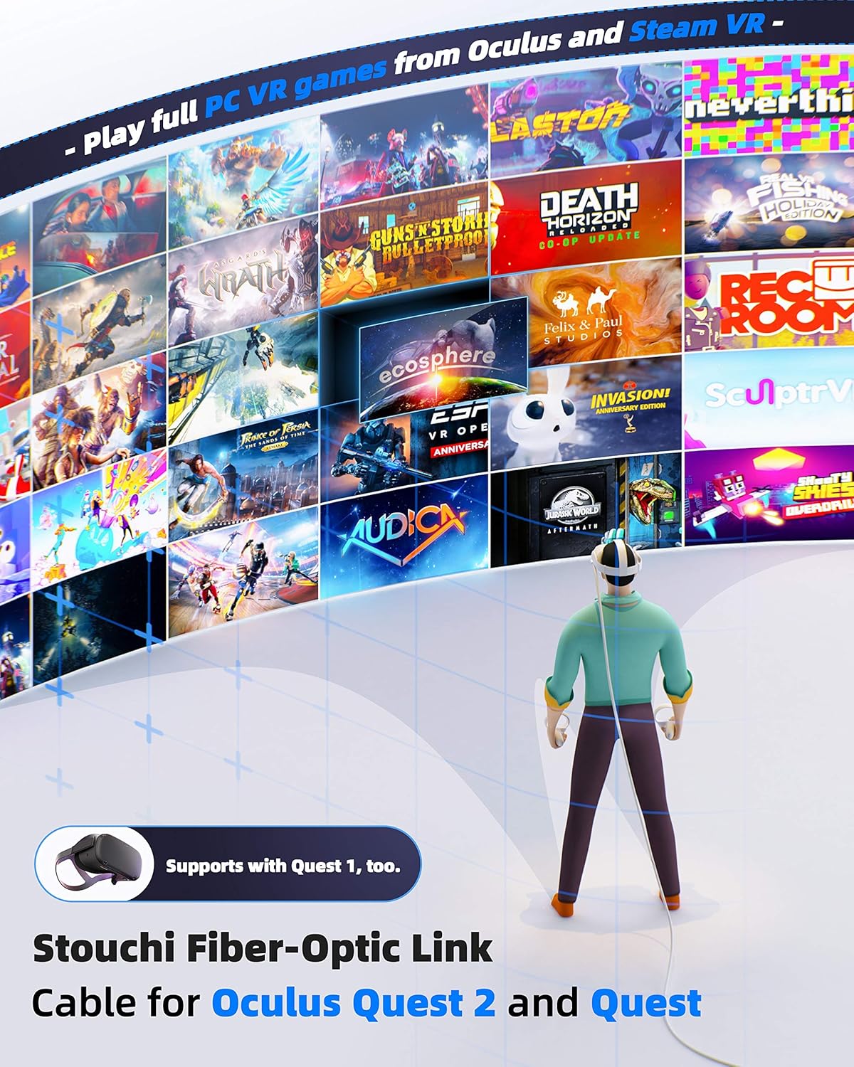 50% оƒƒ Dіѕсоunt Oculus Link Cable 16Ft, Stouchi Fiber-Optic Oculus Link Cable USB C to USB C 3.2 Gen 1 Nylon Braided Cable 5Gbps Data Transfer & 3A Fast Charging Compatible for Oculus Quest 2 TOP оƒƒERS Oculus Link Cable 16Ft, Stouchi Fiber-Optic Oculus Link Cable USB C to USB C 3.2 Gen 1 Nylon Braided Cable 5Gbps Data Transfer & 3A Fast Charging Compatible for Oculus Quest 2