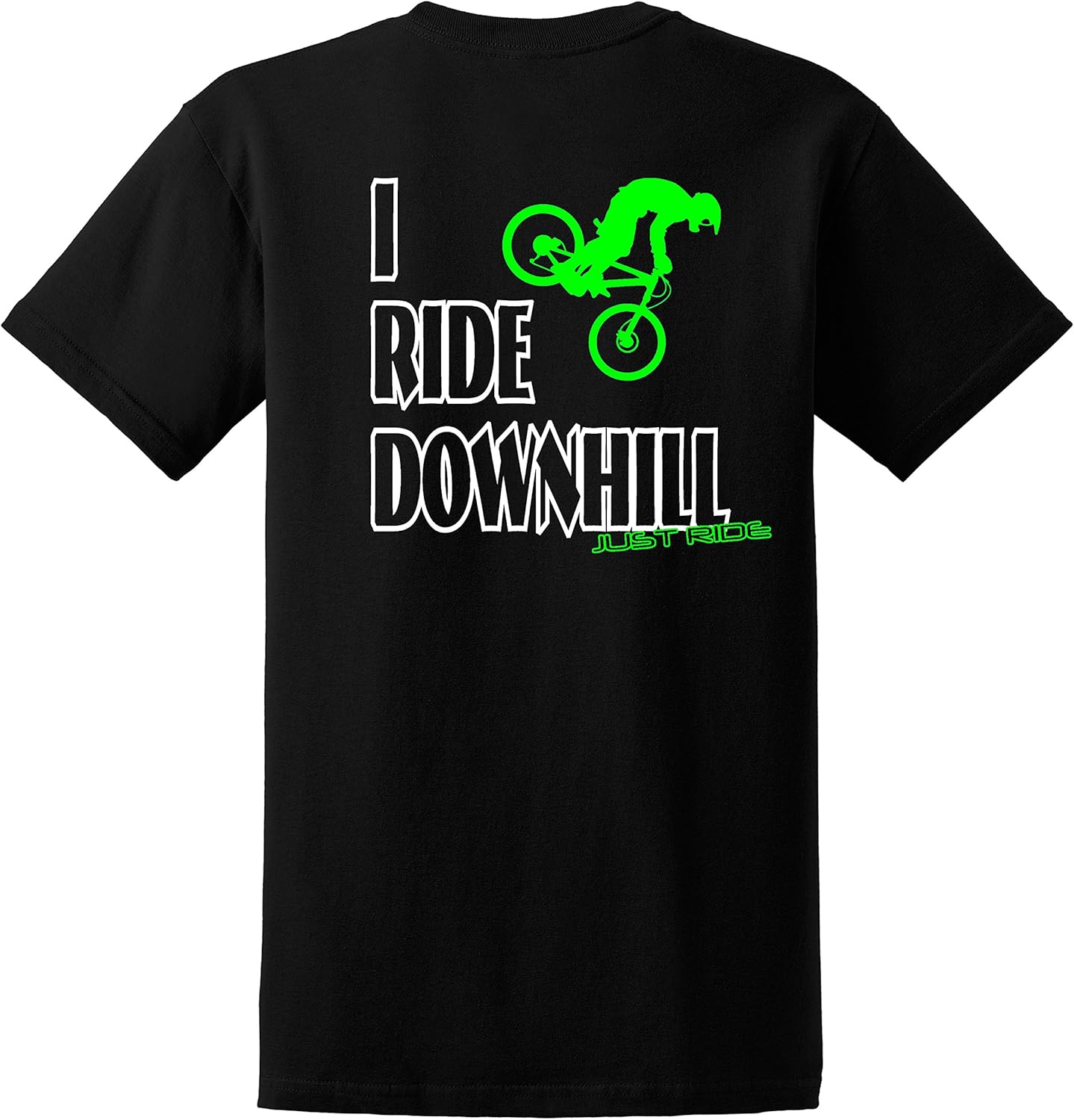 JUST RIDE I Ride Downhill Mountain Bike Mens Black T Shirt