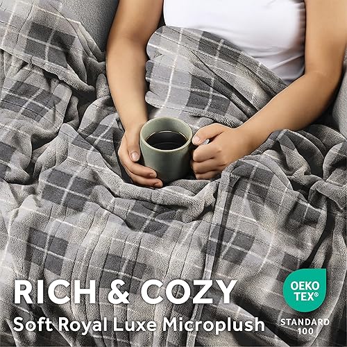 Miniatura 4 de Sunbeam Royal Luxe Rodeen - Manta personal con calefacción, color gris, acogedora y cálida, ajustes de calor ajustables