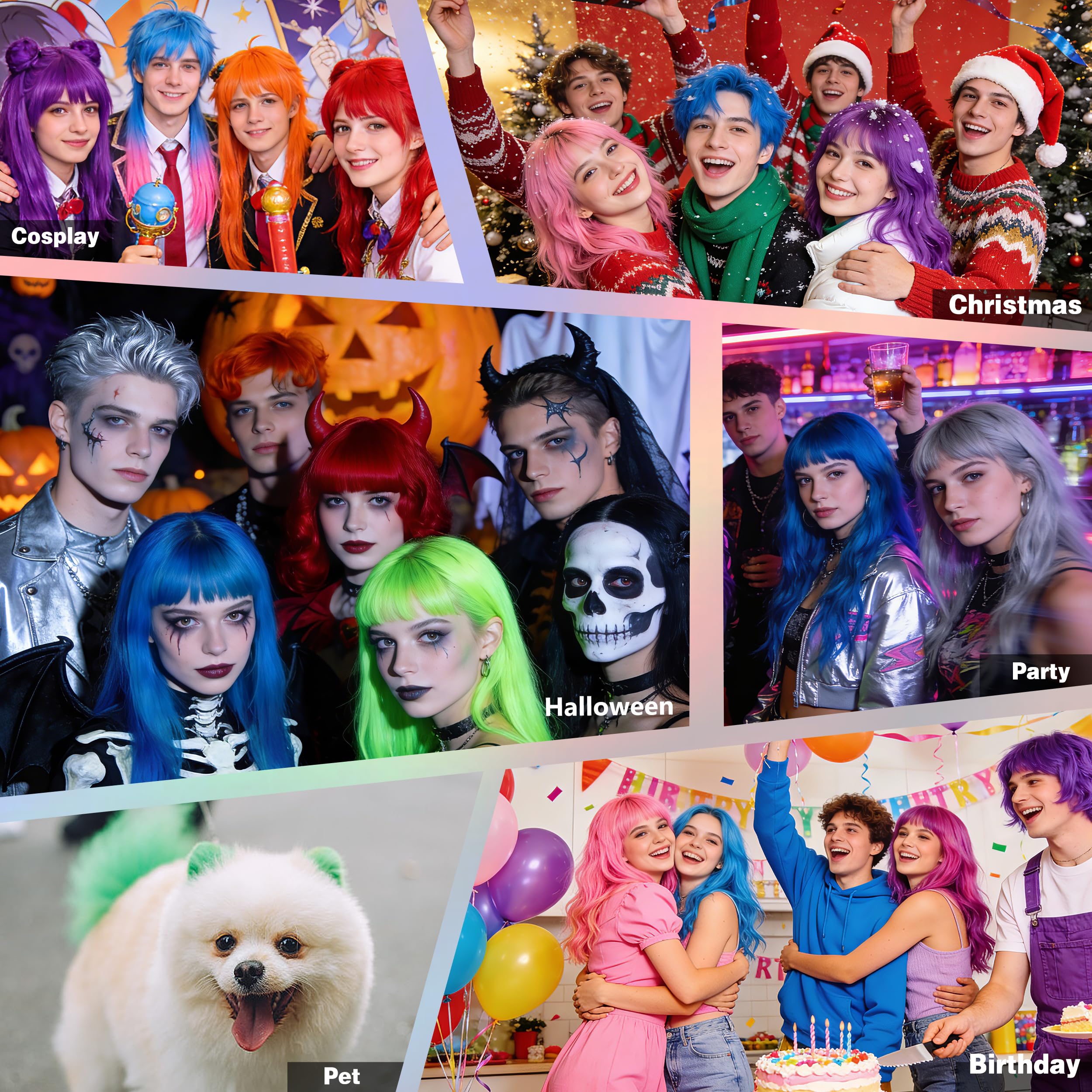 Lilla spray temporaneo per capelli per bambini, colore per capelli, istantaneo e lavabile, per ragazze, ragazzi, ragazzi, donne, uomini, per Halloween, cosplay, feste in costume, Natale, 150 ml