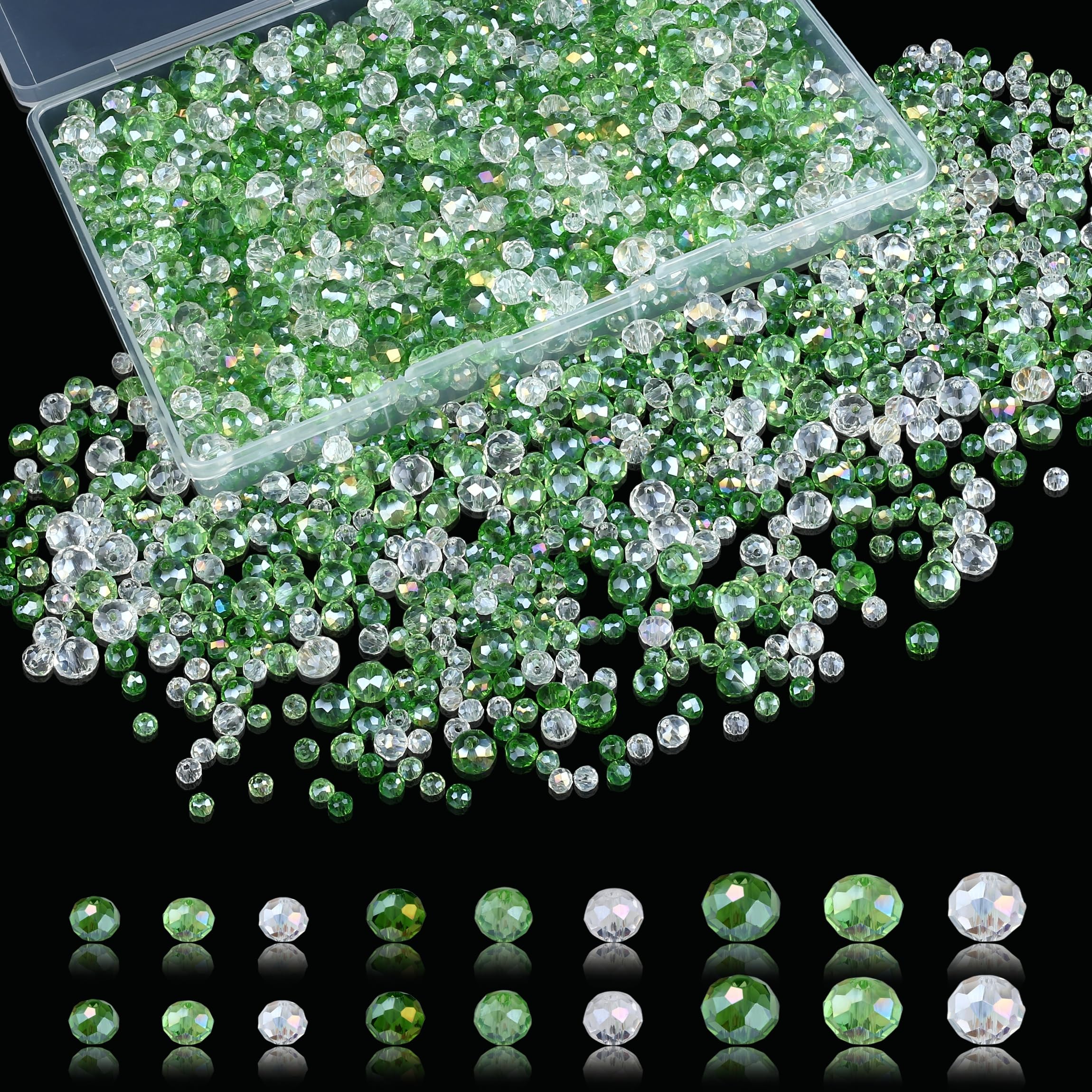 Sahoottie 1100PCS Green Crystal Glass Beads for Jewellery Making