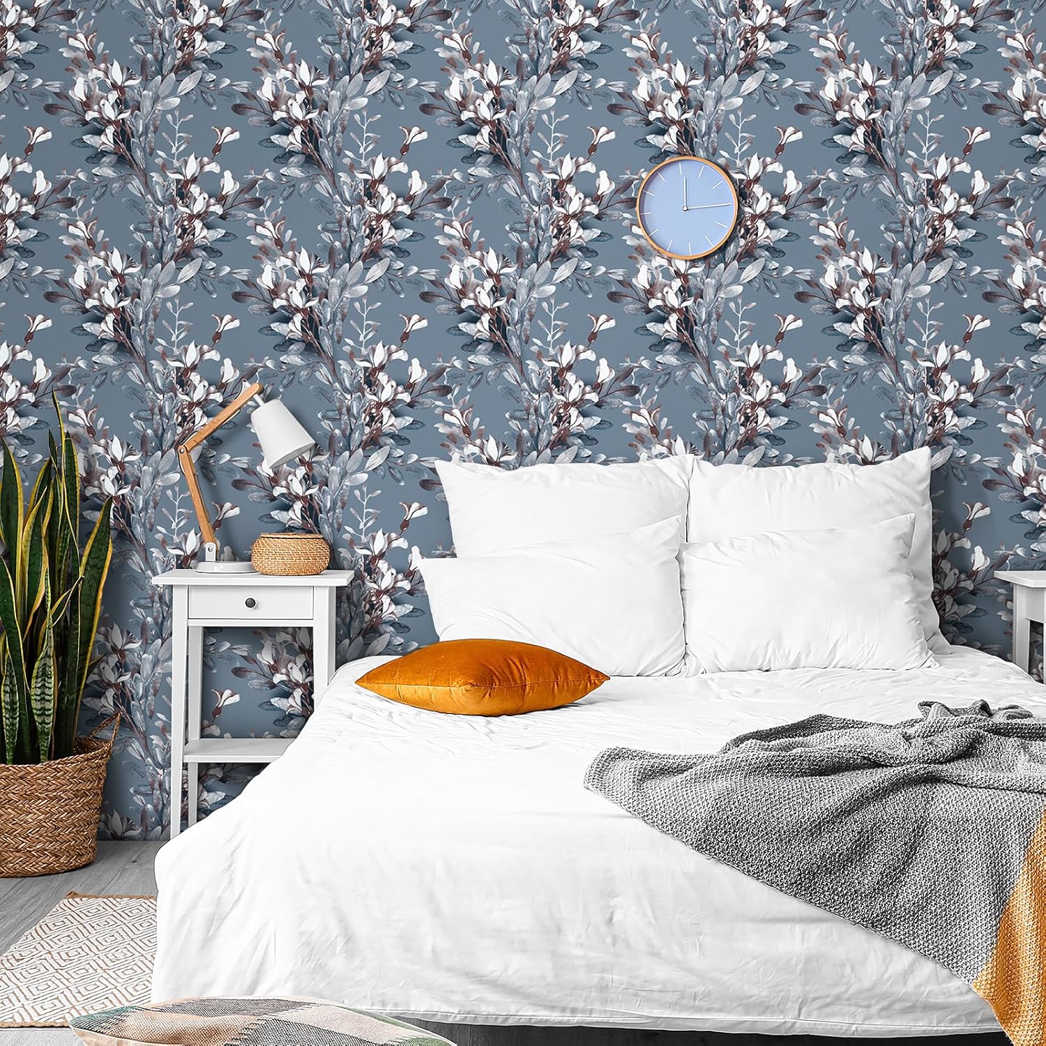 Livelynine 17.5x276 Floral Peel and Stick Wallpaper Magnolia Flower Green White Vintage Wall Paper Self Adhesive Mural Removable Light Green Floral Contact Paper for Cabinets Drawer Vinyl Wall Art