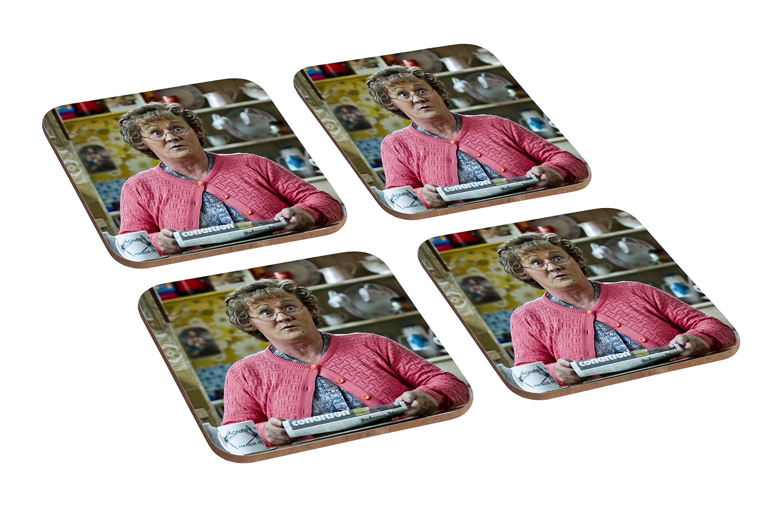 Mugmart Boys Mrs Browns Awesome 4 Piece Wooden Coaster Set