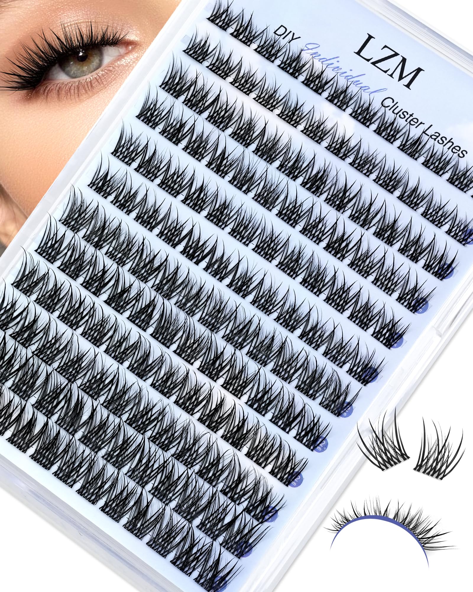 LZM Einzelne Wimpern Cluster Lashes - C Curl Wimpern Einzeln natürlich Dünnes Band Bequem Und Leicht Wispy Manga lash clusters Für Den Täglichen Gebrauch (WISPY C MIX)